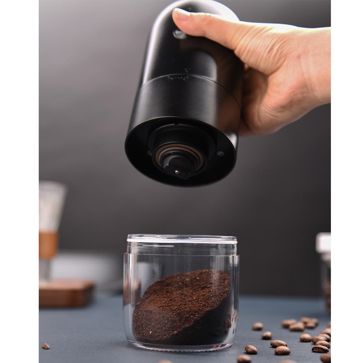 Weiß Einstellbare elektrische FEI USB-aufladbar Kaffeemühle Motor Kabellose Leistungsstarker Mahlstufen Kaffeemühle