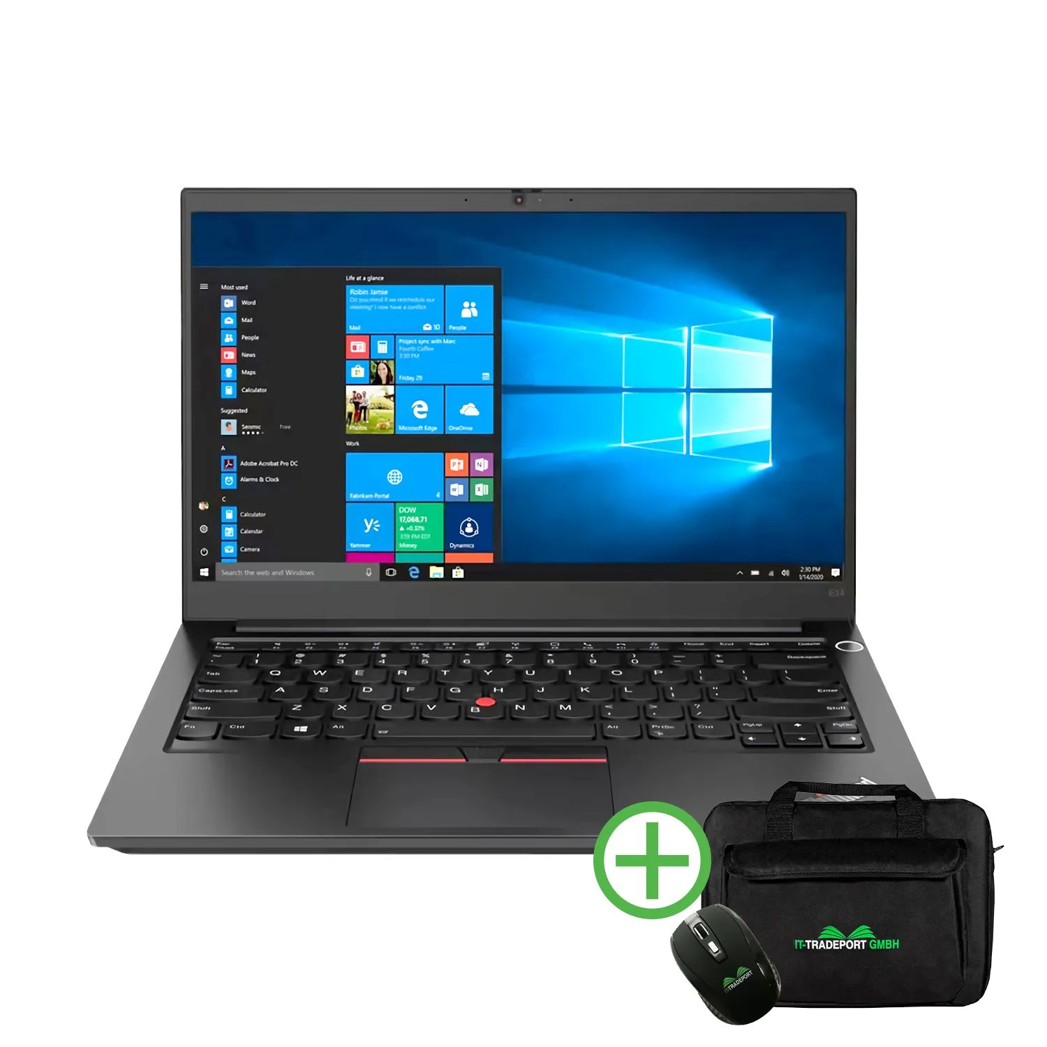 LENOVO ThinkPad Notebook fertig 24 500 Display, Schwarz RAM, 5 SSD, AMD GB Ryzen™ mit E14, Prozessor, Zoll 14 eingerichtet, GB