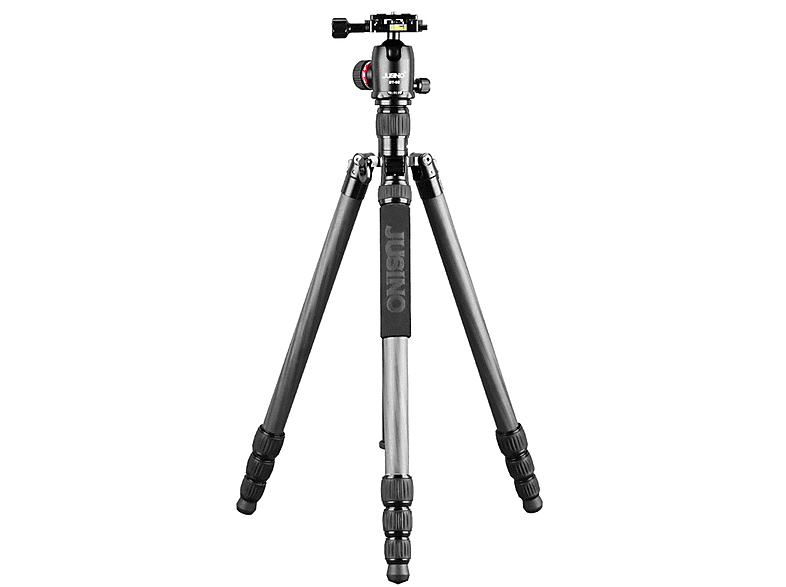 Tripod/Monopod Dreibeinstativ, Silber, offen Höhe JUSINO Karbon Stativset leichtes Traveller BT-02 bis 160cm TK-254C Kugelkopf mit