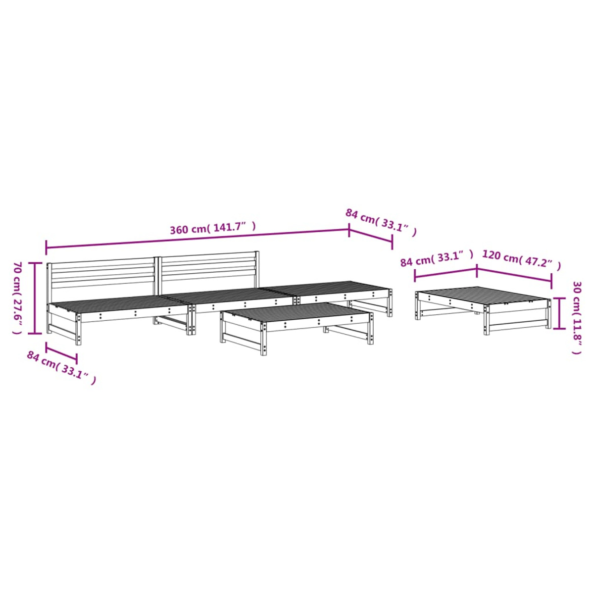 3186600 Stuhlset, Gartentisch- und Weiß VIDAXL