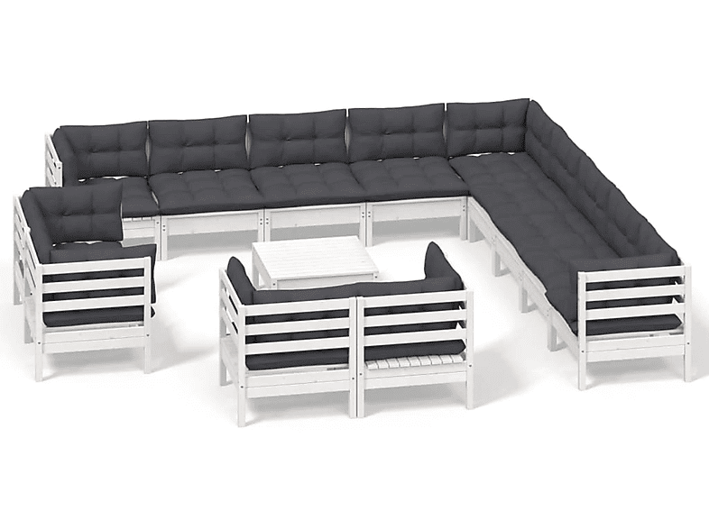 VIDAXL 3096966 Gartentisch- und Stuhlset, Weiß | Gartenmöbel Sets