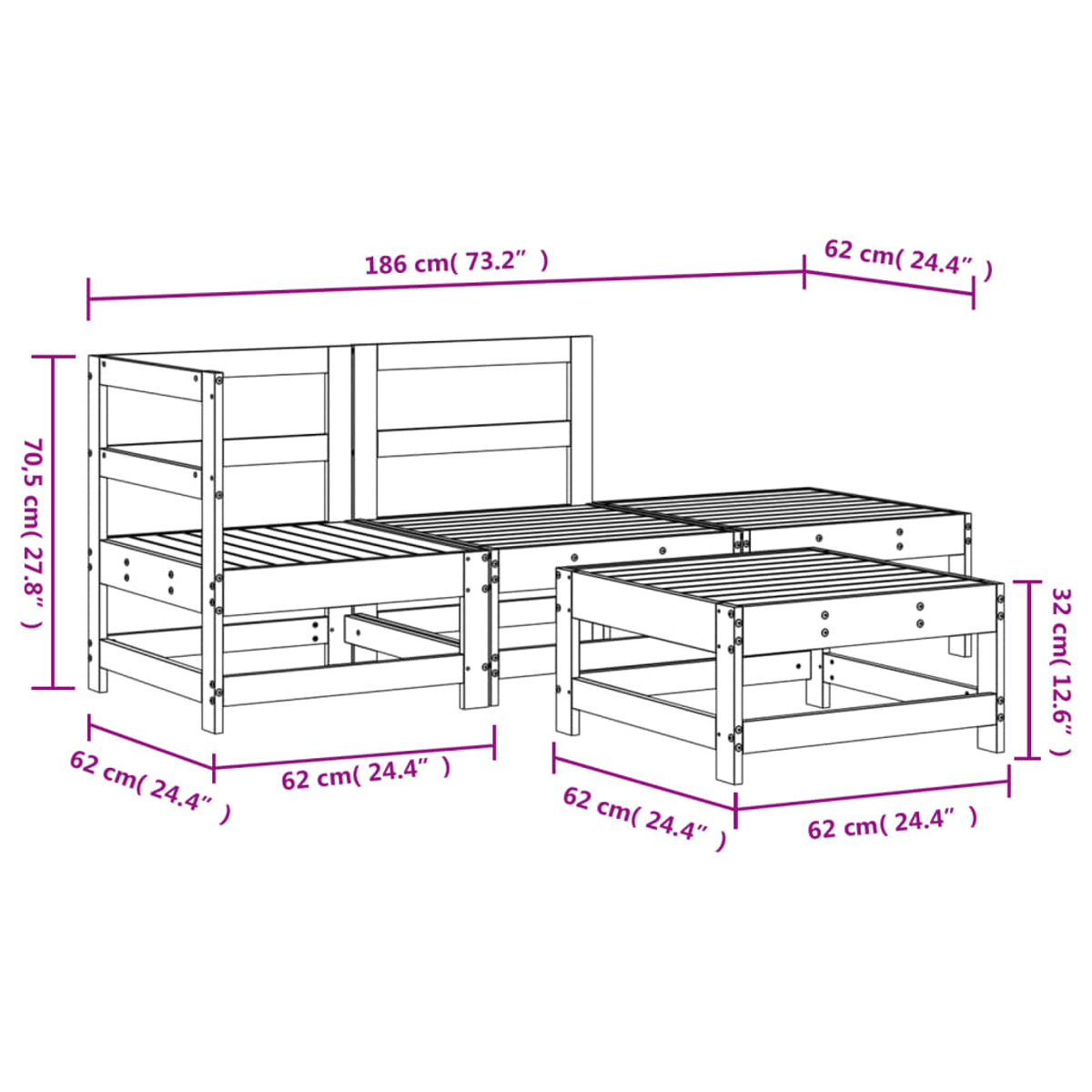 VIDAXL 3186497 und Honigbraun Stuhlset, Gartentisch