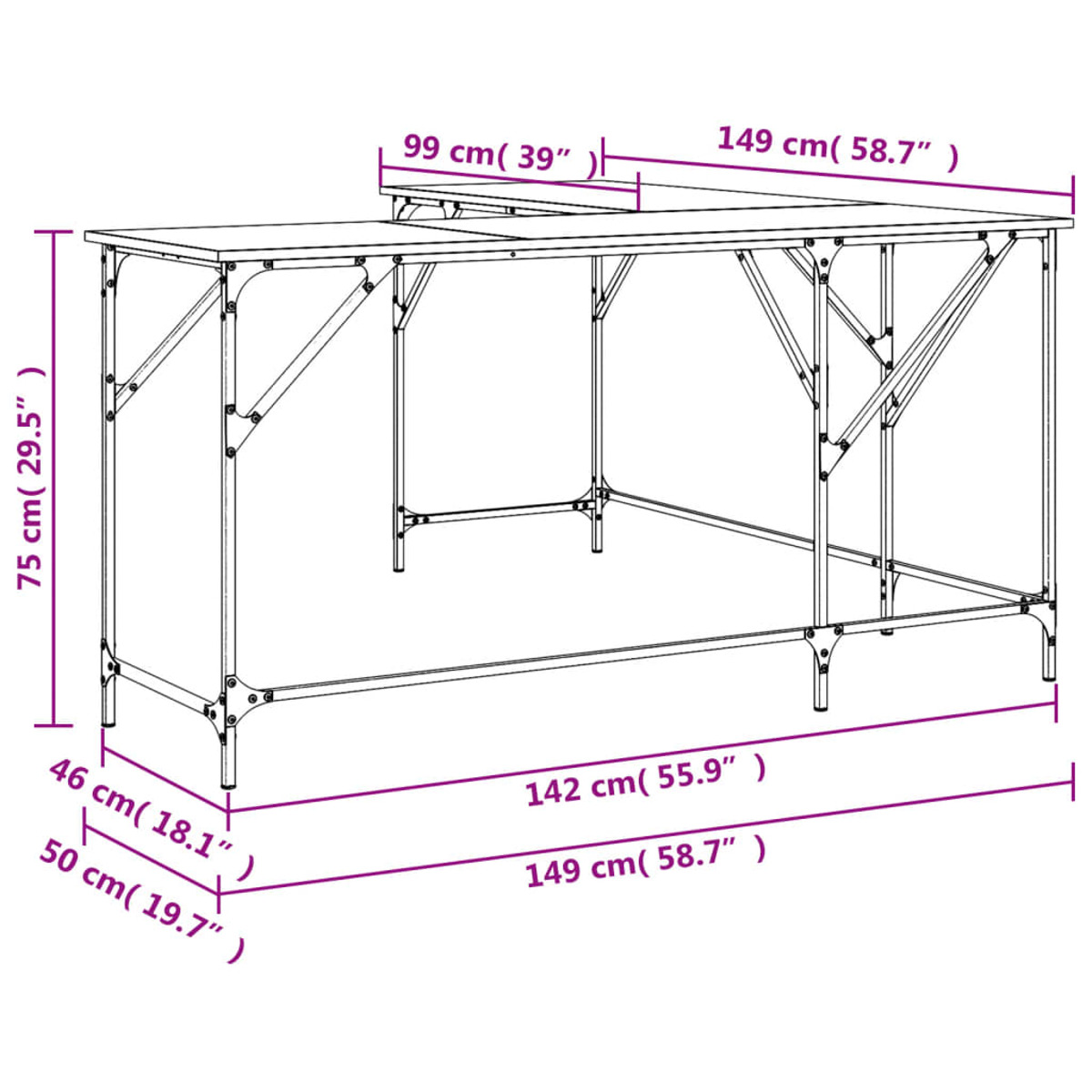 Schreibtisch 837585 VIDAXL