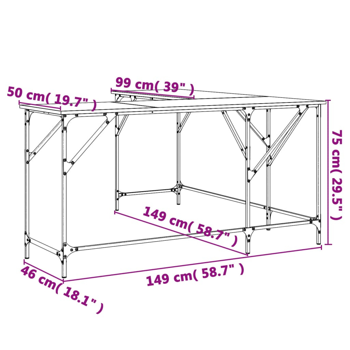 Schreibtisch 837582 VIDAXL