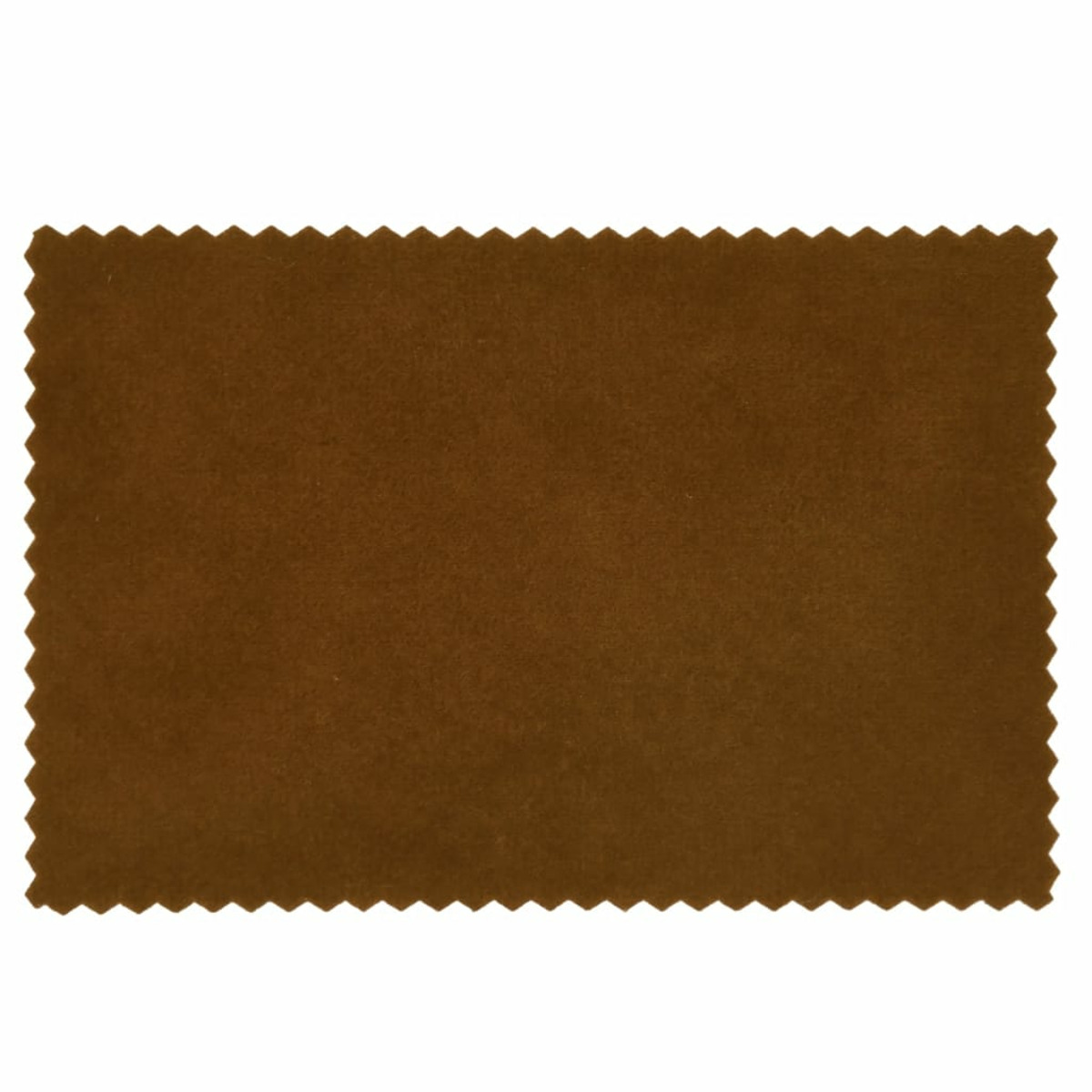 Ein brauner Filzstoff mit Zickzackkante. Es hat eine feste, rechteckige Form und eine weiche Textur.