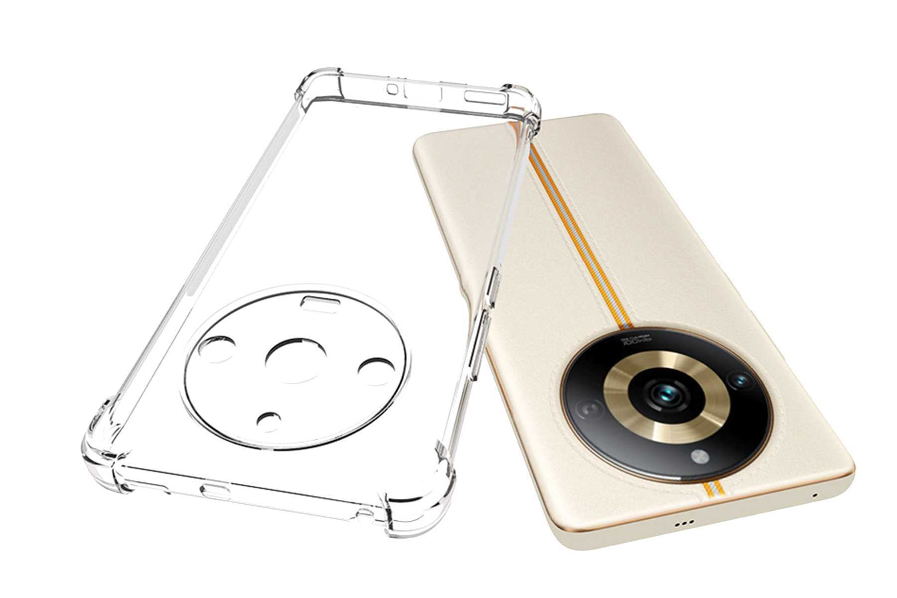 Ein Telefon mit einem Kameraring und einer transparenten Handyhülle.