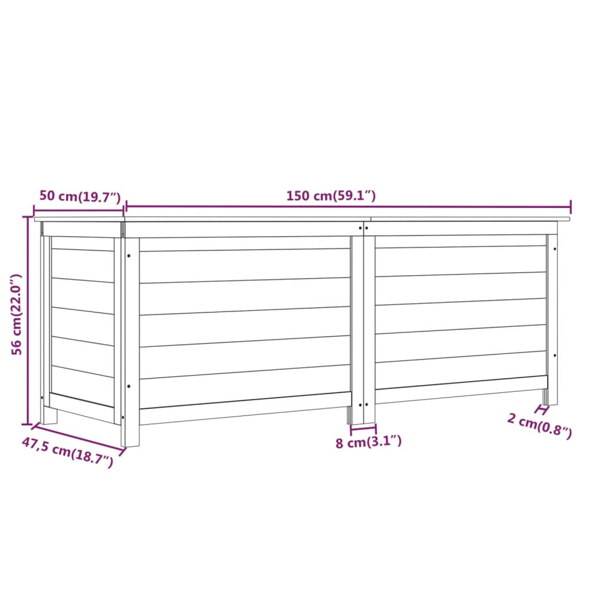 Ein Holzschrank mit Maßangaben. Der Schrank ist aus Holz und scheint neu zu sein.