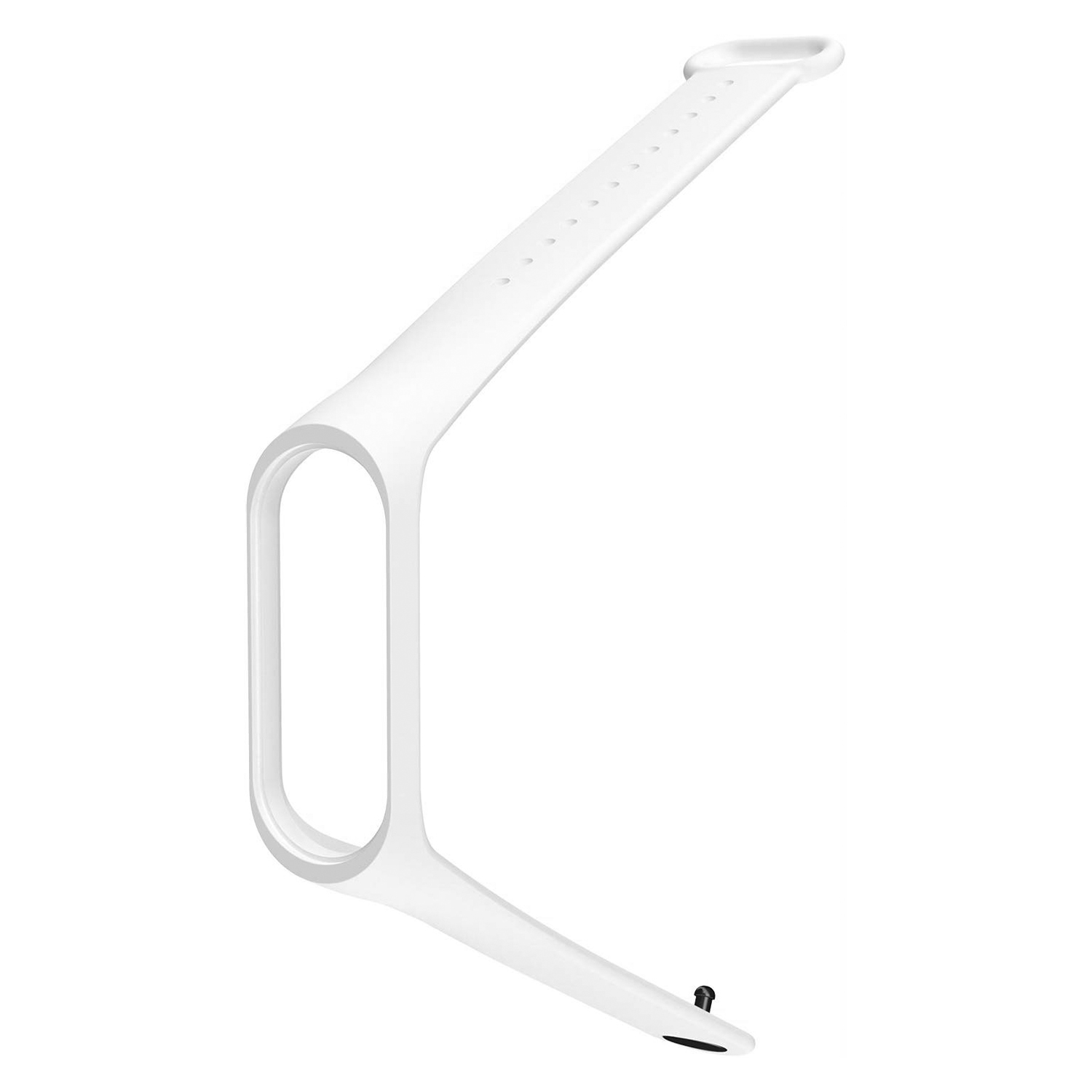 Cinturino bianco per fitness tracker. Curvo con fori, una fibbia sicura.