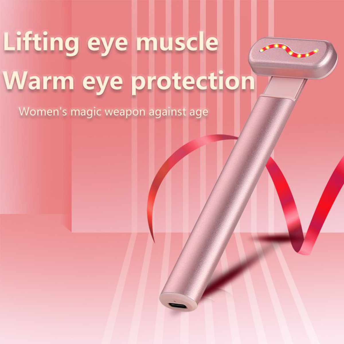 & 330° Rotation Augenmassagegerät SHAOKE EMS Multigroomer, 42° Wärmefunktion mit Rosa Rotlicht
