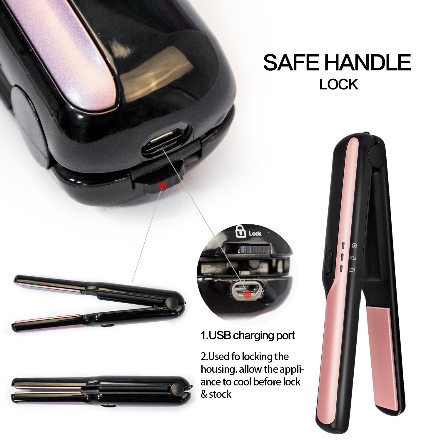 SHAOKE Mini Wireless Haarglätter Keramik 10 Temperaturstufen: einsetzbar Glätteisen, USB-aufladbar Nass/Trocken vielseitig