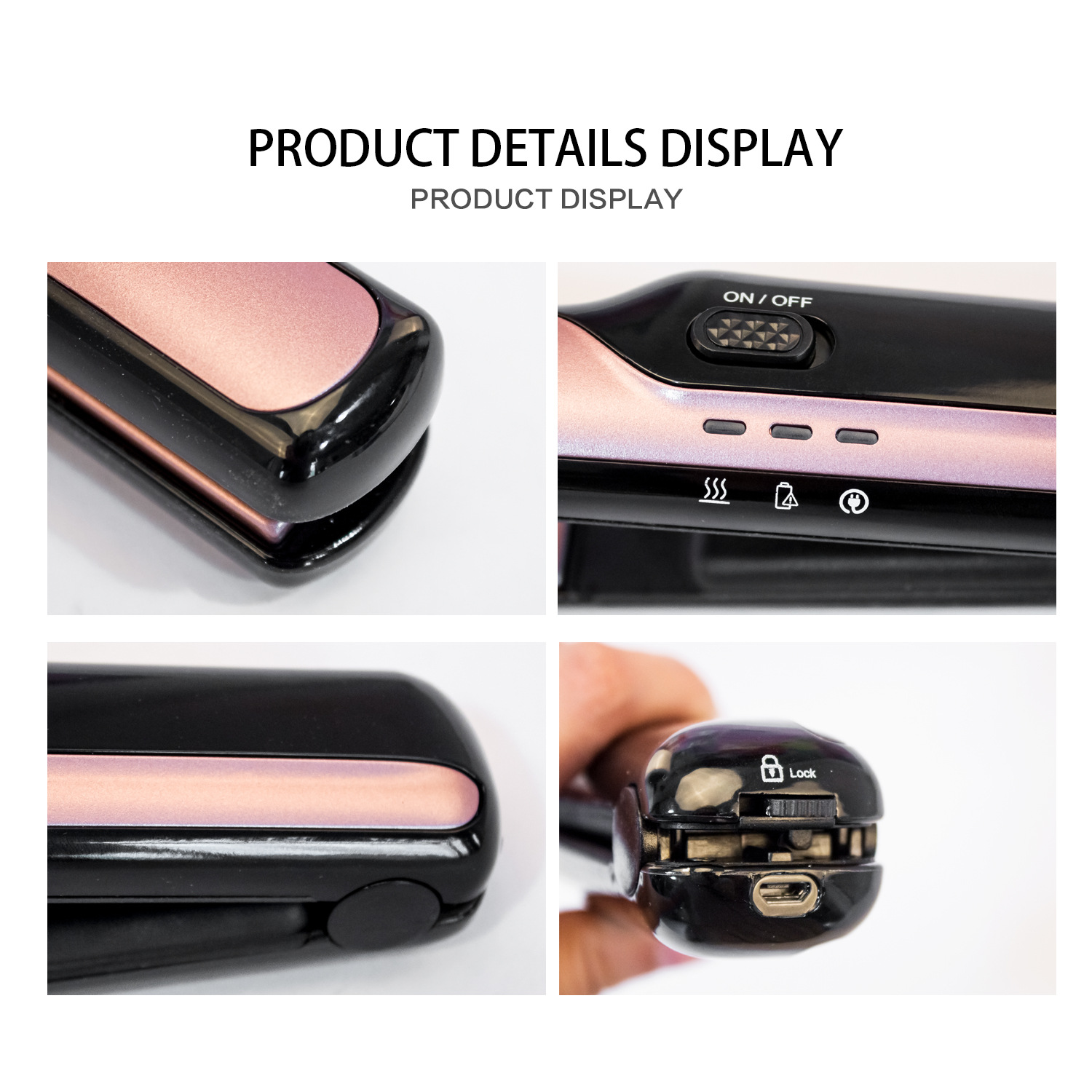 SHAOKE Mini Wireless Haarglätter Nass/Trocken vielseitig USB-aufladbar einsetzbar Glätteisen, Temperaturstufen: 10 Keramik