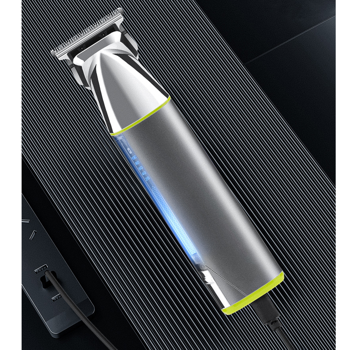 SHAOKE Multifunktionales Herren Haarschneide-Set und 4-in-1 USB-C-Ladefunktion Haartrimmer-Akku LED-Anzeige mit Silber