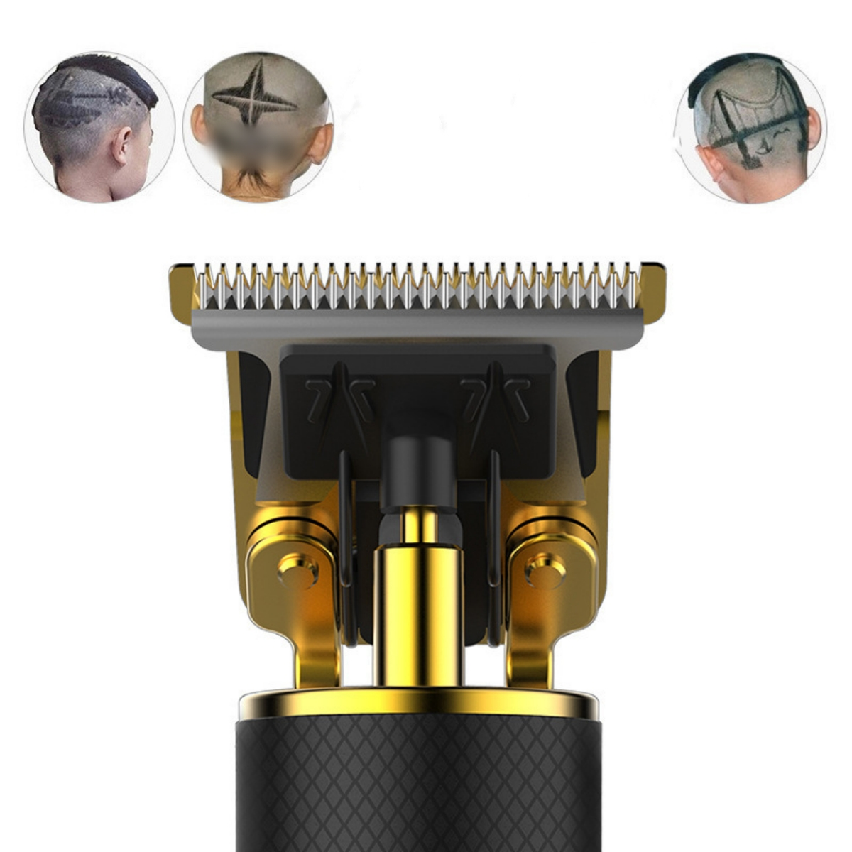 SHAOKE Elektrischer Aufsätzen Schwarz Haarschneider Stufen mit T-förmigem 4 einstellbare Kopf 4 Edelstahl Haarschneider