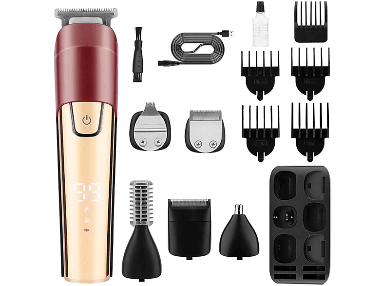 Multifunktionaler Haartrimmer-Akku Elektrorasierer 6-in-1 SHAOKE Präzises Haarstyling Gold -