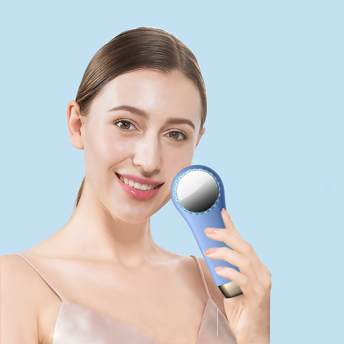 SHAOKE Gesichtsreinigungsbürste mit Schwarz Vibration Rot-Blau-Licht Silikongel Wärme-Kältefunktion Gesichtswaschgerät