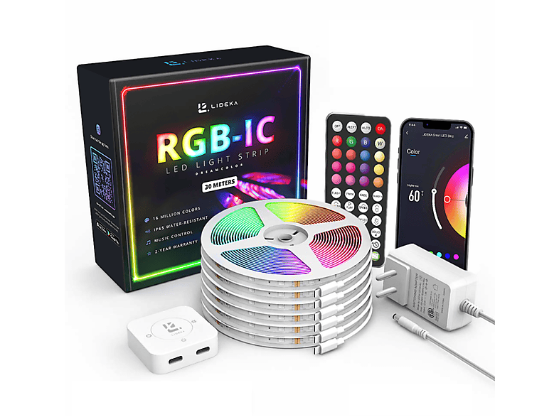 RGBIC Multicolors LED-Streifen Regenbogen strips 30m LIDEKA LED