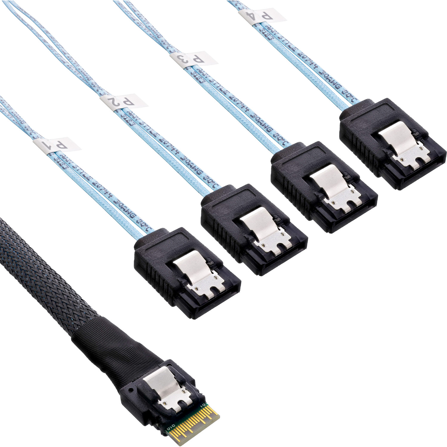 SATA 1m zu Slim SAS, SFF-8654 12Gb/s, Kabel, 7-pin, 4x m INLINE SAS Kabel, 1 InLine®