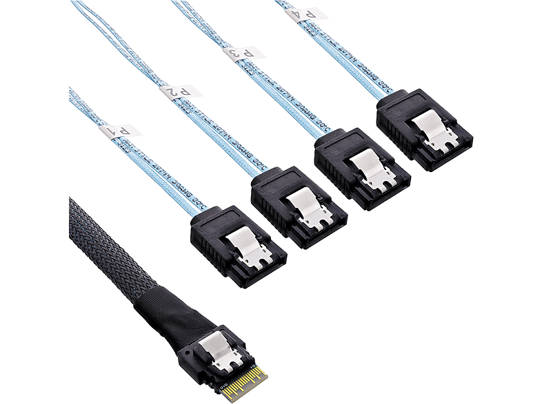 SATA 1m zu Slim SAS, SFF-8654 12Gb/s, Kabel, 7-pin, 4x m INLINE SAS Kabel, 1 InLine®