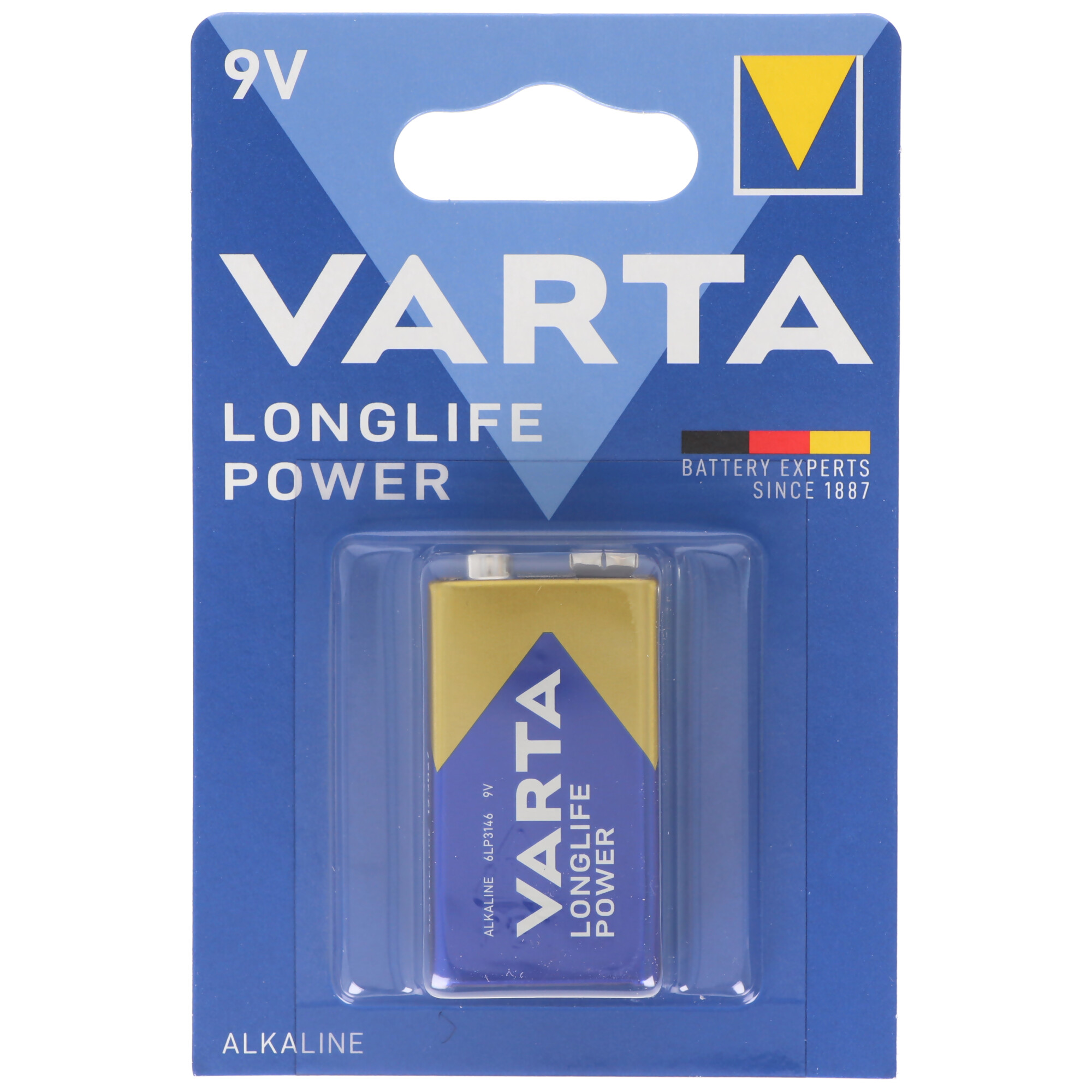 Distancia Batterie, 6LR61 0.58 Blister) 9V 9 Volt, Batterie AlMn, (1er Power Mando Longlife Block 4922 Ah VARTA