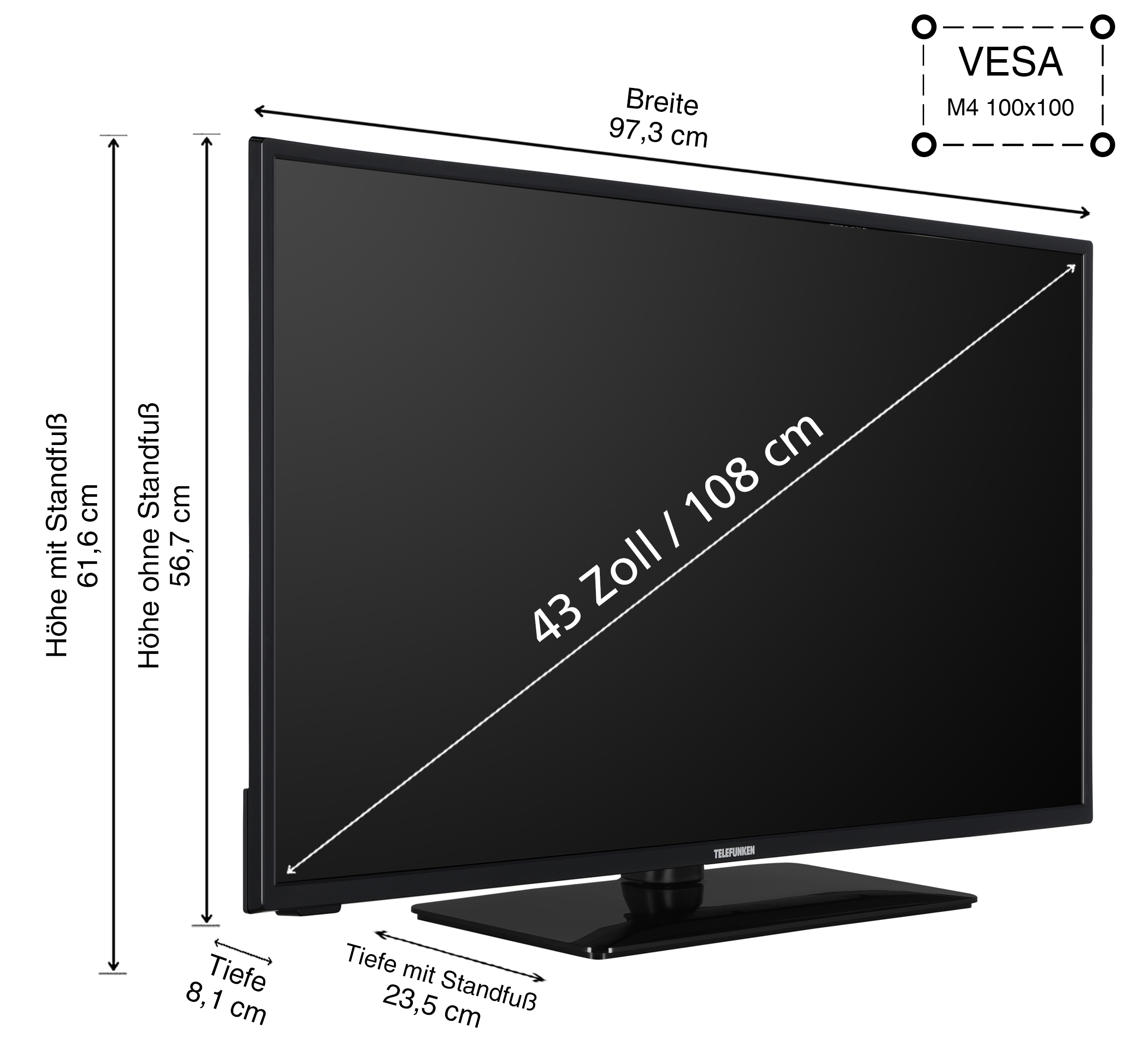 TELEFUNKEN D43U551X1CWI TV) (Flat, LED SMART cm, 43 UHD TV Zoll 4K, / 108