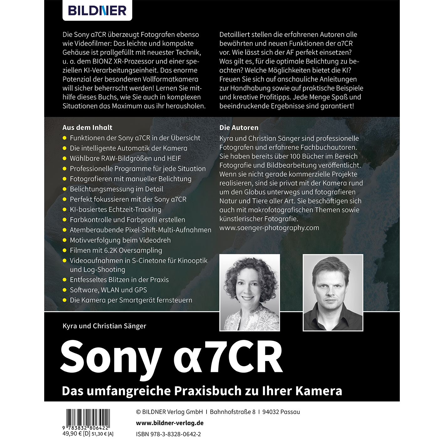 Ein Buchcover mit Titel, Autorennamen und einem Bild. Das Cover ist weiß und grün.