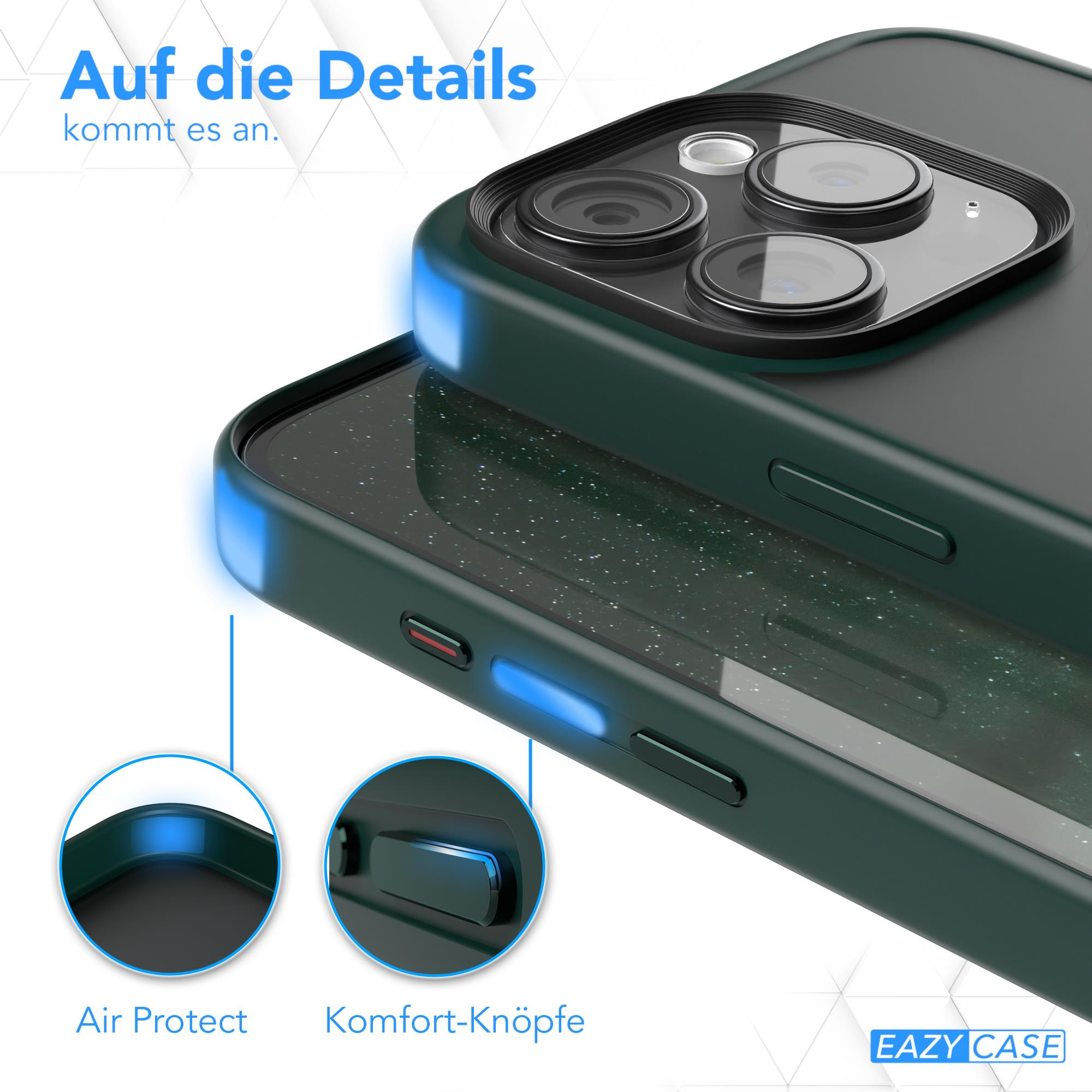Nahaufnahme einer Handyhülle auf einem Telefon mit blauen Knöpfen.