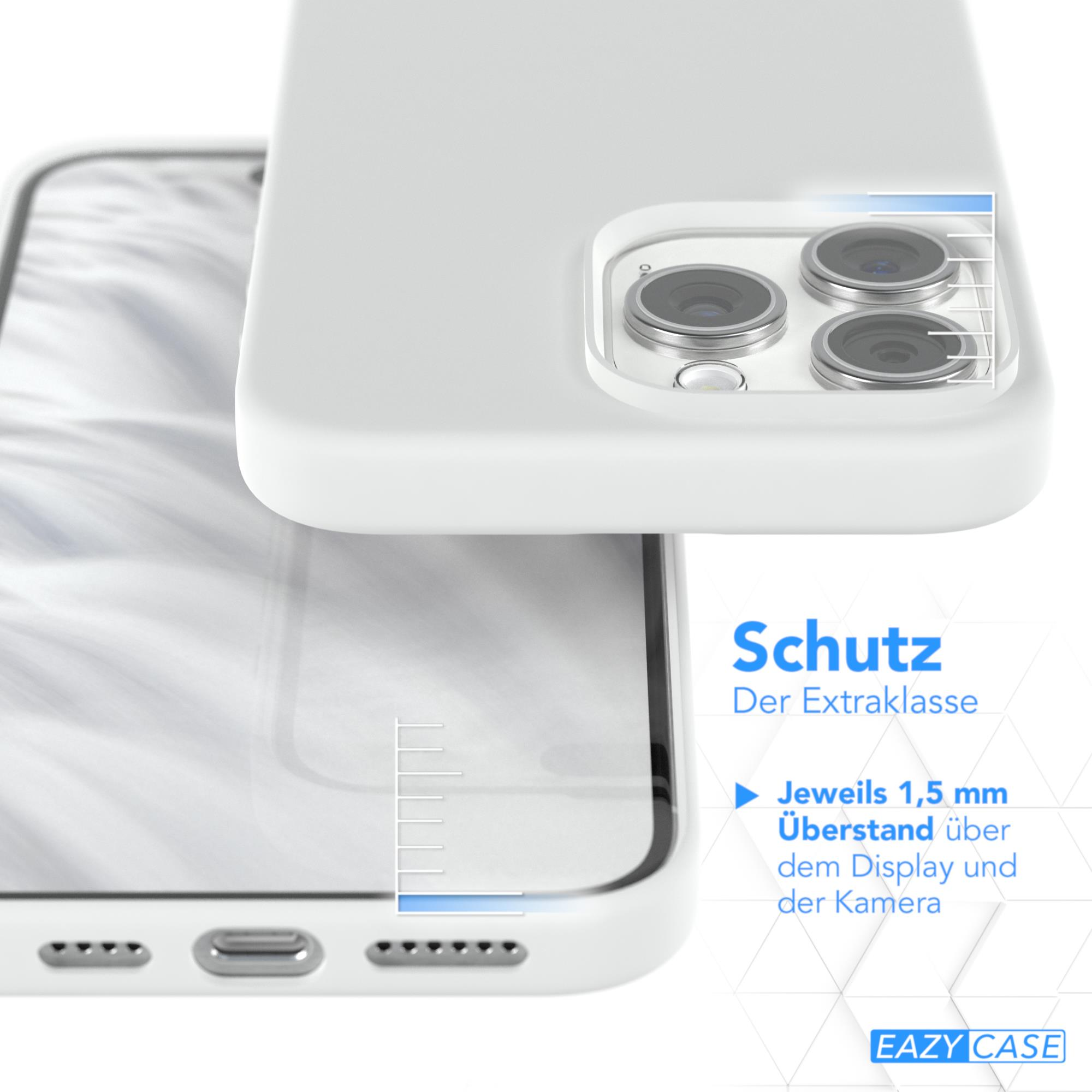 EAZY CASE Premium Silikon Handycase Pro 15 Backcover, Apple, MagSafe, iPhone mit Weiß Max