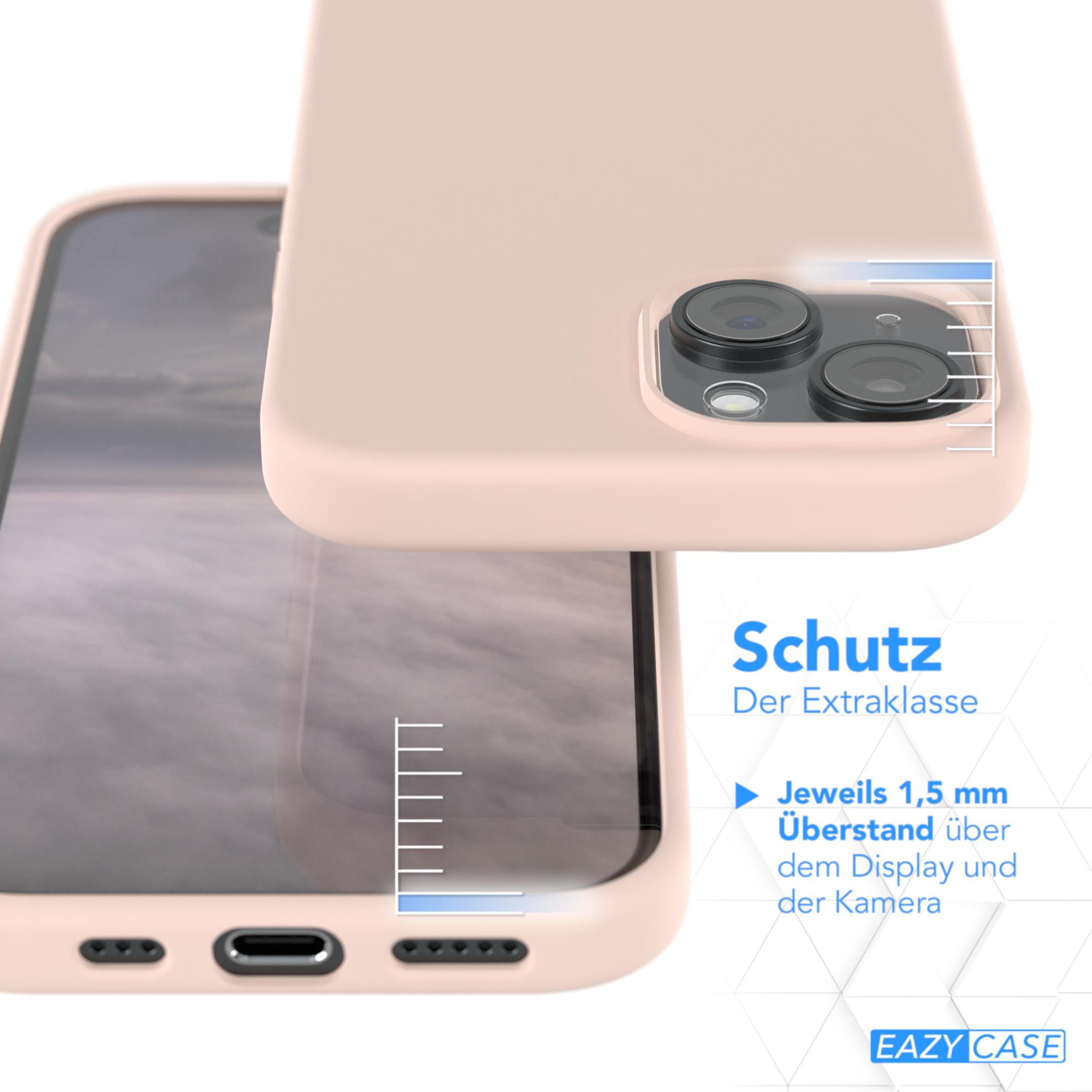 Rosa Handyhülle mit Telefon darin. Text beschreibt Schutzfunktionen, weißer Hintergrund.