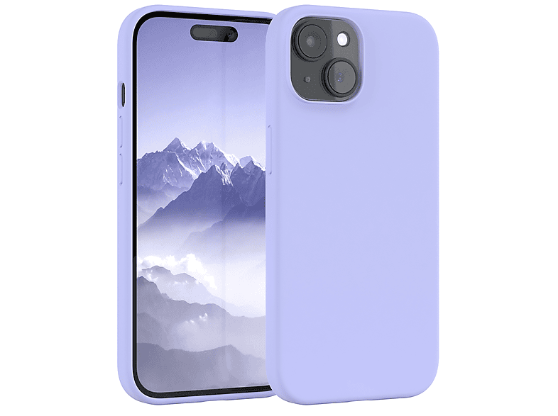EAZY CASE Lila iPhone 15, Premium / Handycase, Silikon Violett Lavendel Apple, Backcover