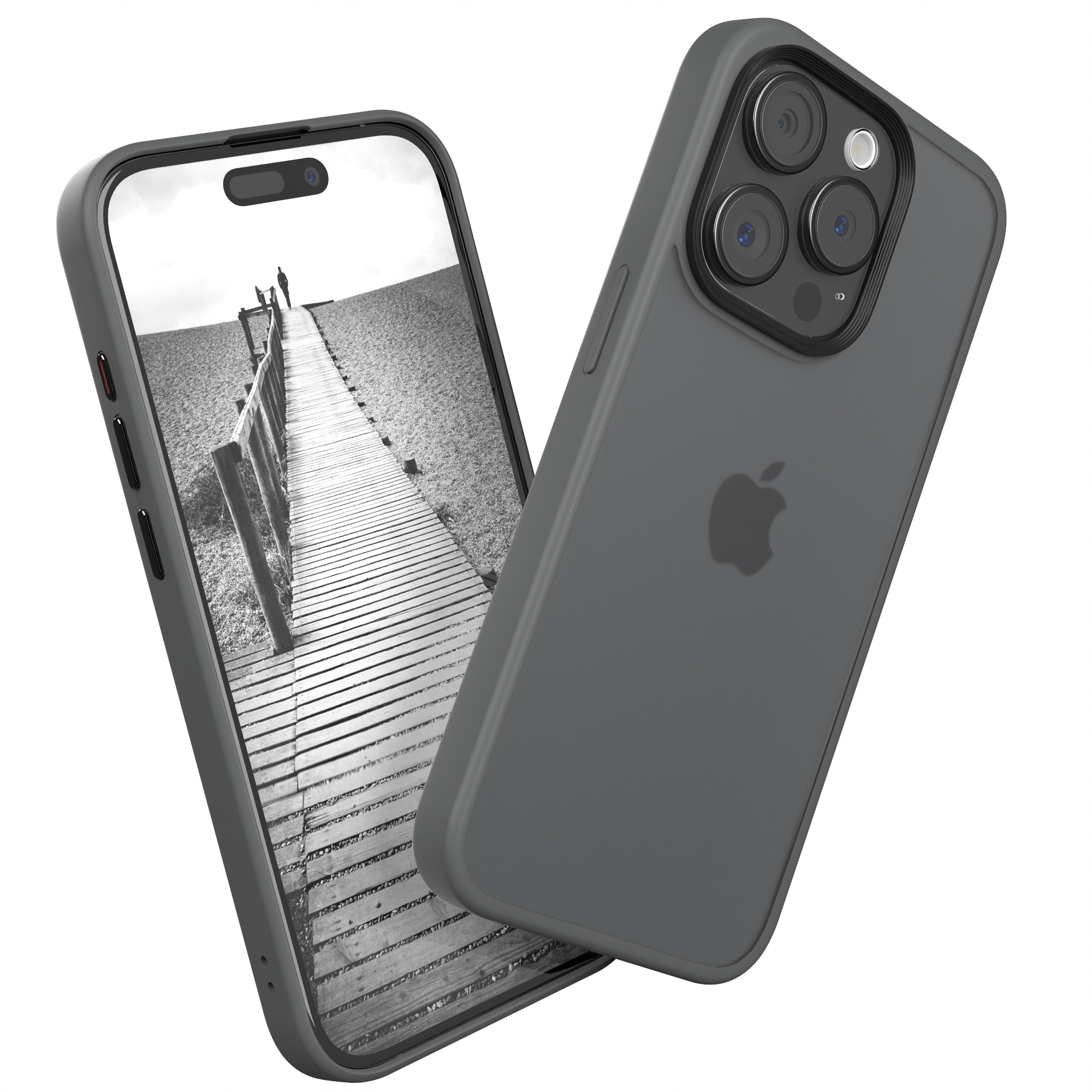 EAZY CASE Outdoor Case Matt, Apple, Grau Backcover, Pro, iPhone 15