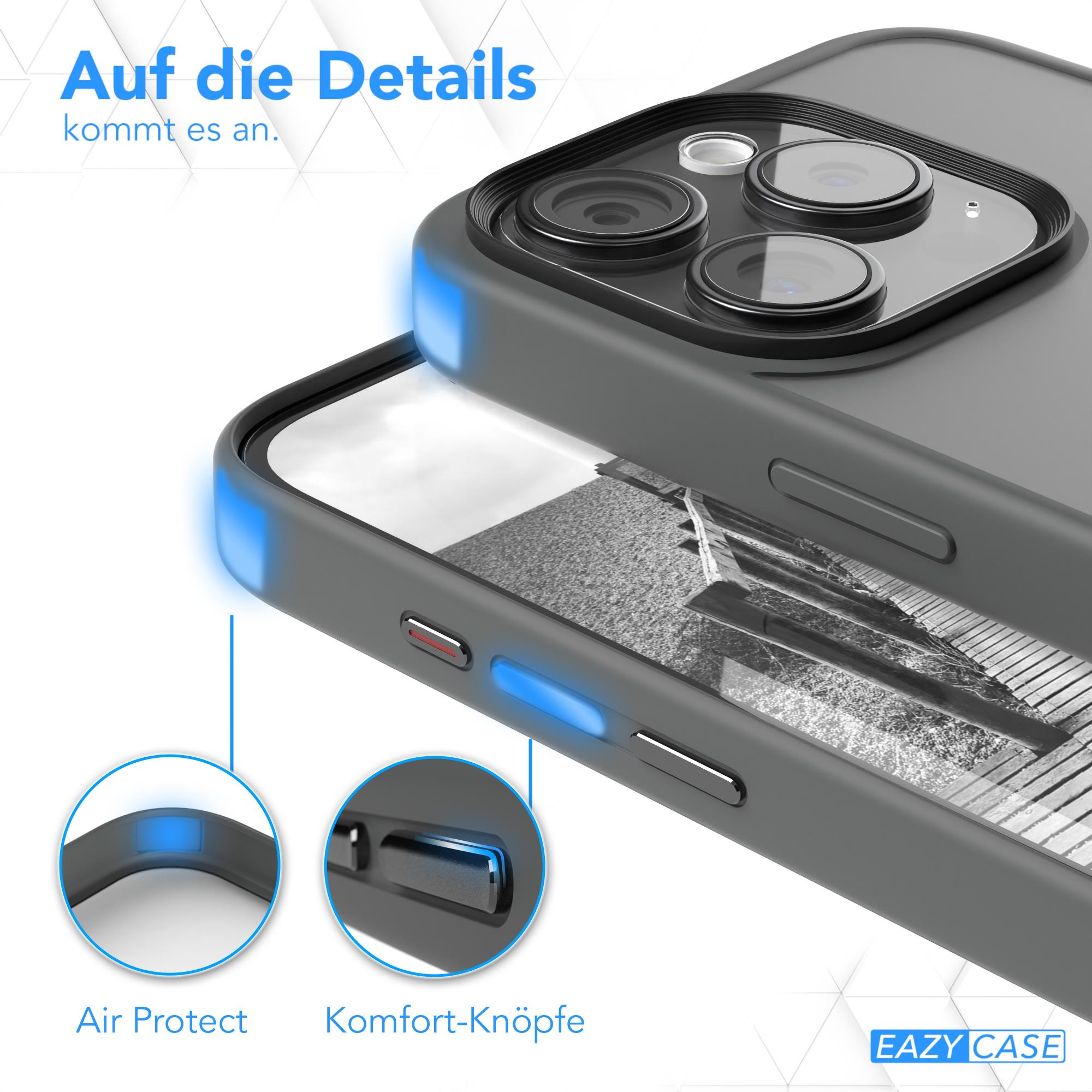 Nahaufnahme einer Handyhülle mit Knöpfen, die Details wie Luftschutz und Komfortknöpfe zeigt.