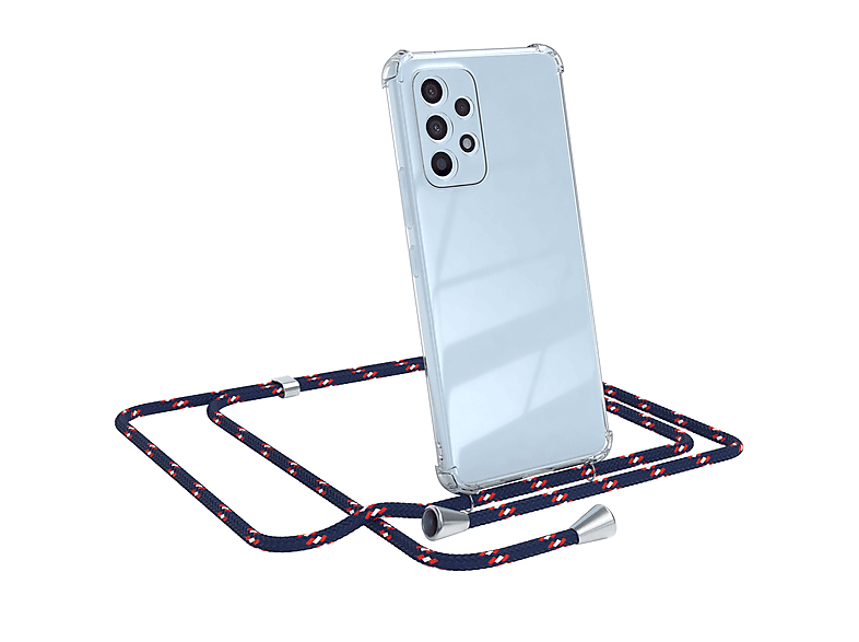 / Umhängeband, Camouflage A53 mit Clear 5G, Samsung, Clips Blau EAZY Umhängetasche, Silber CASE Cover Galaxy