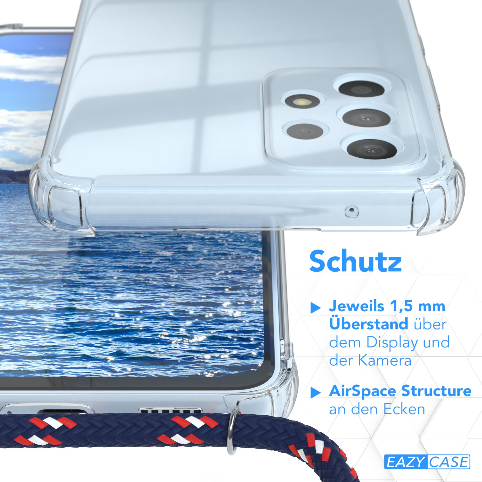 CASE Umhängeband, Galaxy Samsung, mit A53 Umhängetasche, Camouflage EAZY Blau Silber Clips / Cover 5G, Clear