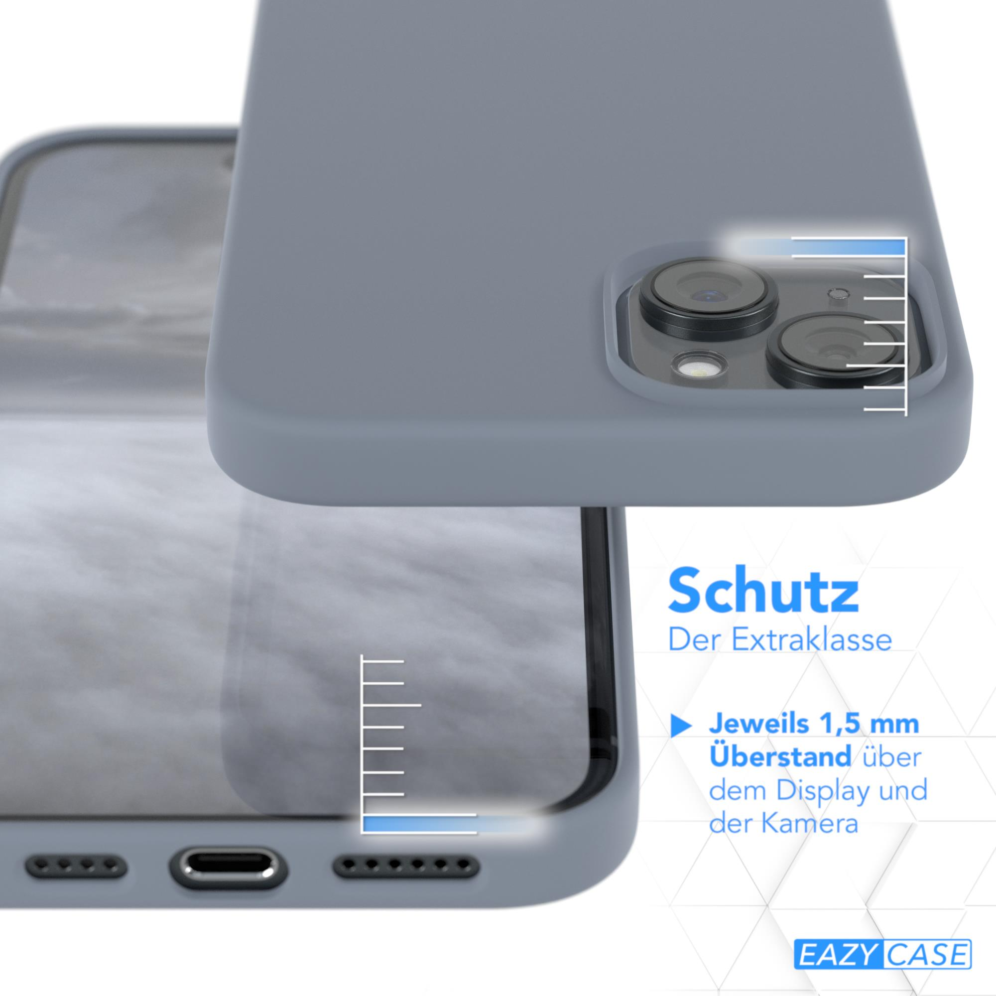 Graue Handyhülle mit Telefon darin. Ein Lineal zeigt die 1,5 mm erhöhten Kanten.