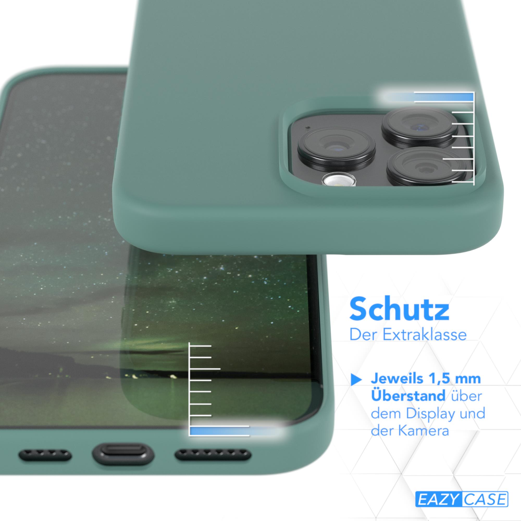 Eine Handyhülle über einem Telefonbildschirm. Die Hülle ist grün, mit weißer Messskala.