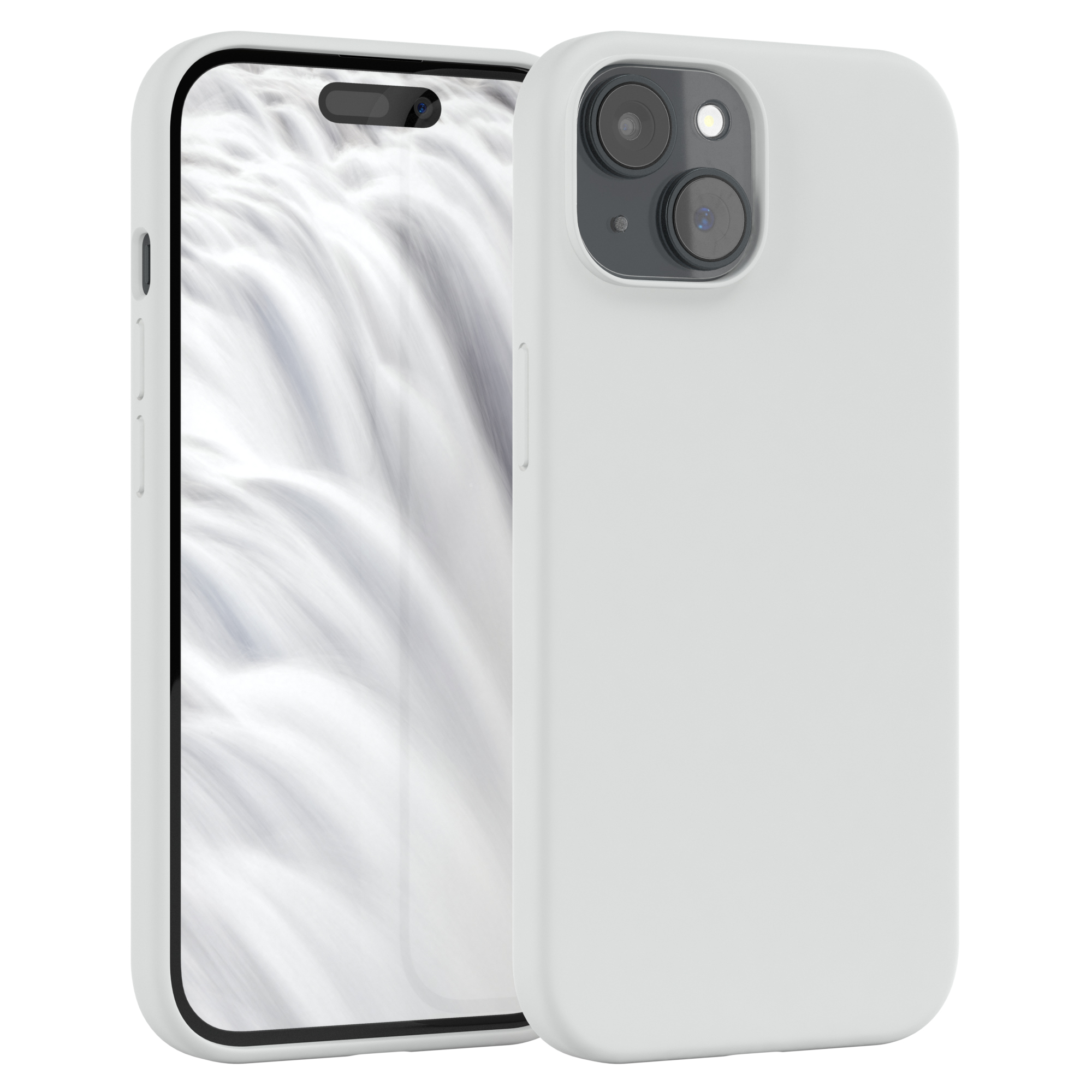 EAZY CASE Premium Silikon Weiß Backcover, Apple, iPhone Handycase, 15