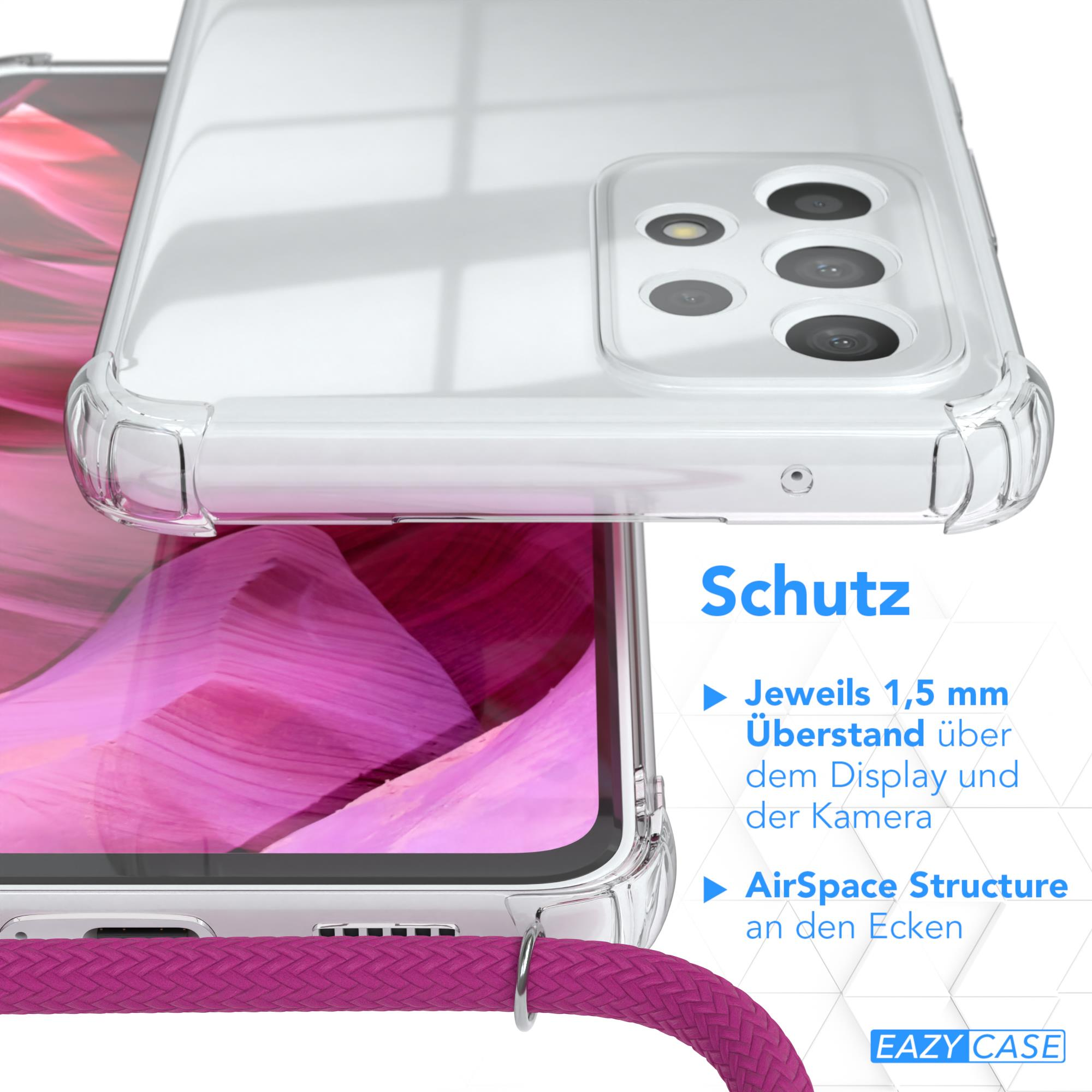 EAZY CASE Clear Cover mit Pink / Galaxy Clips Silber A53 Samsung, Umhängeband, 5G, Umhängetasche