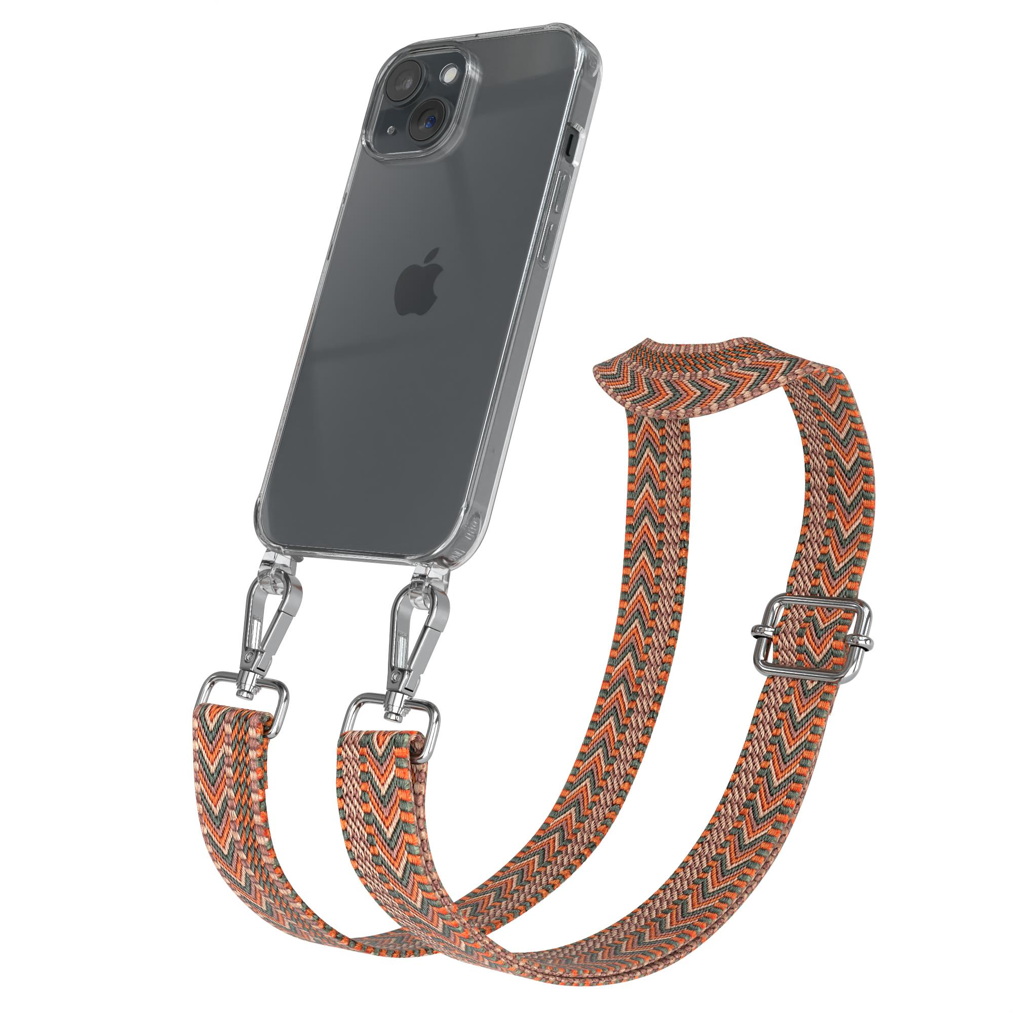 Umhängetasche, Boho Orange Transparente CASE Handyhülle Grün EAZY 15, Apple, / iPhone mit Kordel Style,