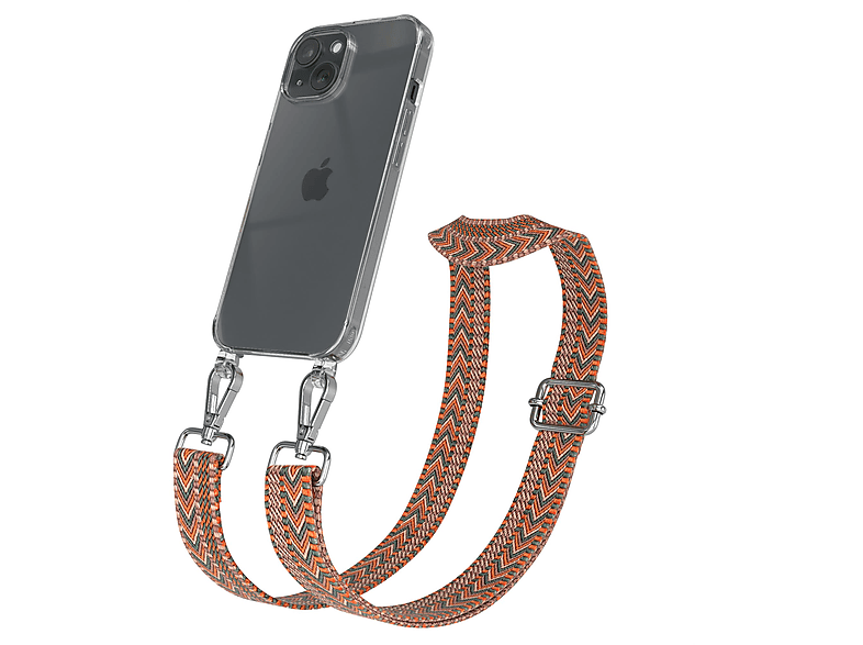 Boho Orange / EAZY CASE Handyhülle Kordel Transparente 15, Apple, mit iPhone Style, Grün Umhängetasche,