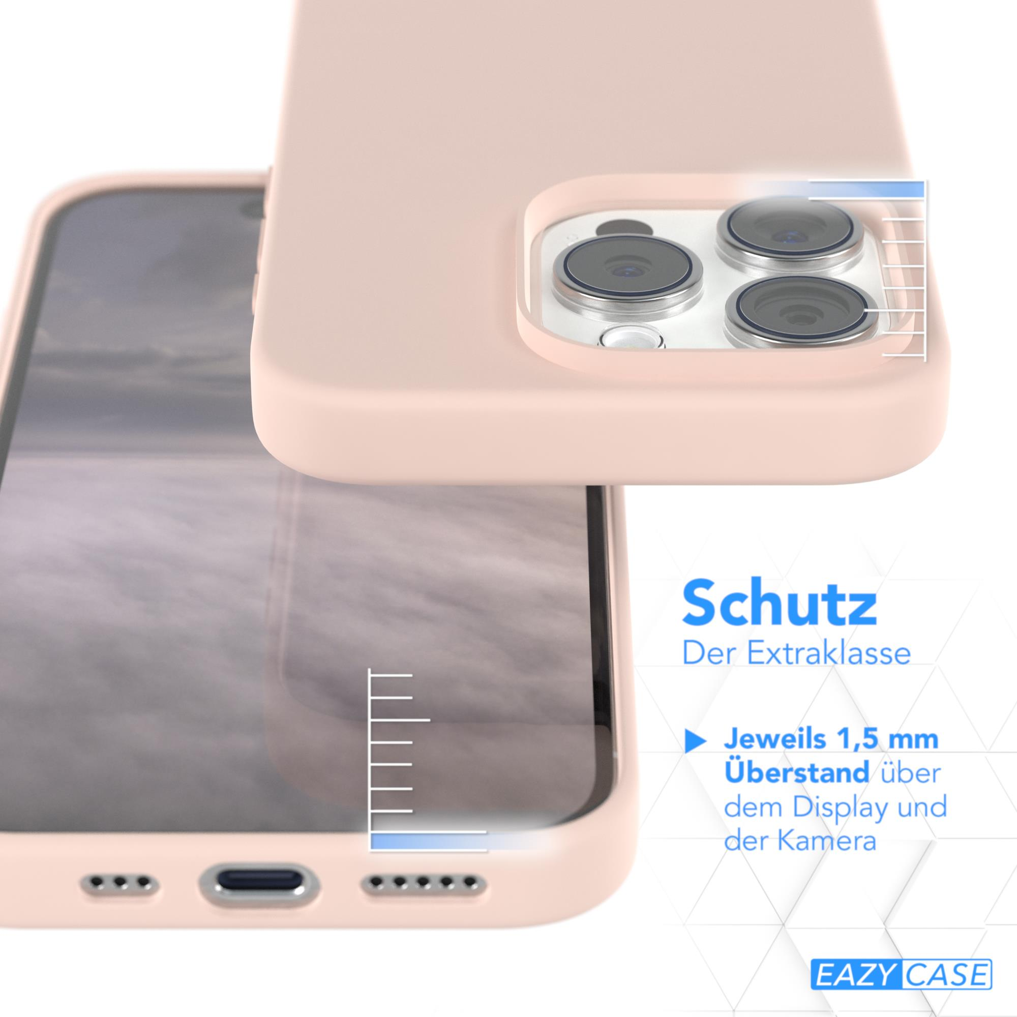 Nahaufnahme einer rosa Handyhülle mit einem Telefon darin. Das Telefon hat eine Kamera und einen Bildschirm.