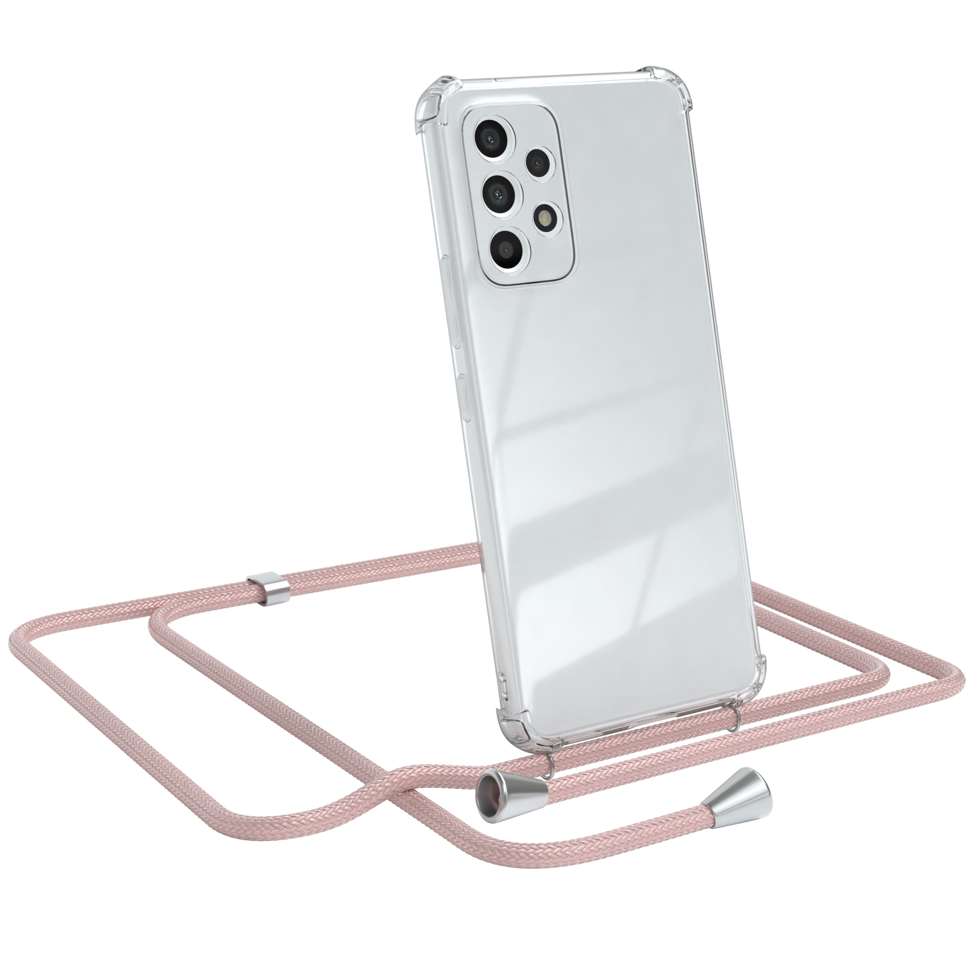 CASE / Rosé Samsung, A53 Clear Umhängeband, Silber mit Galaxy Cover 5G, Umhängetasche, Clips EAZY