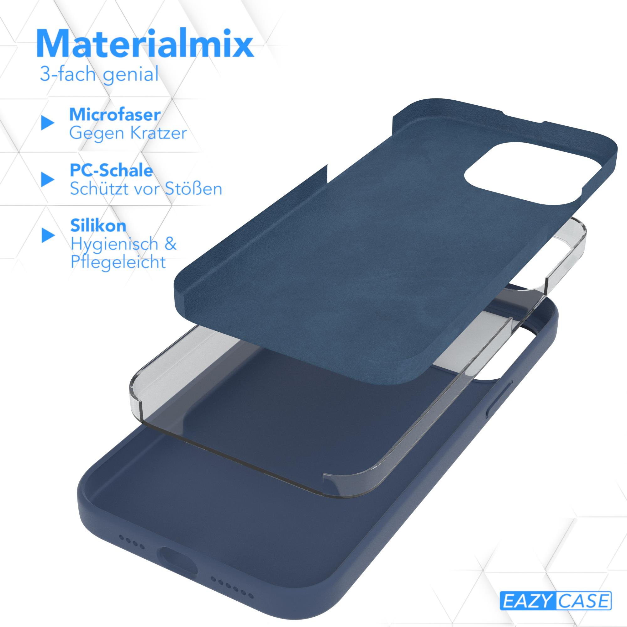 Handyhülle Schichten. Mikrofaser, PC-Schale und Silikon. Blaue Farbe.
