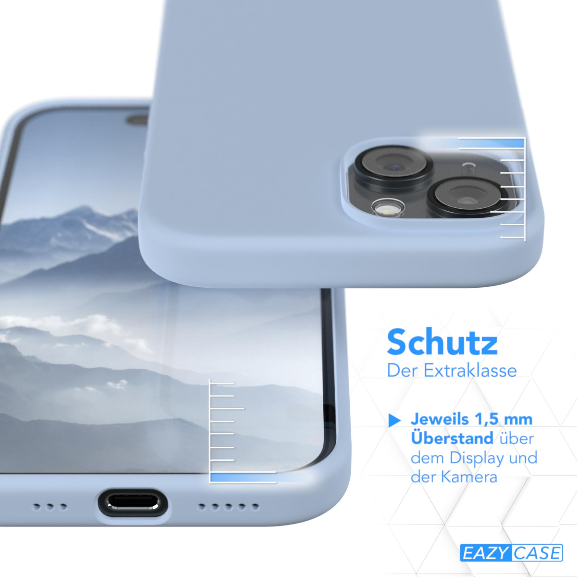 Nahaufnahme einer blauen Handyhülle, die den zusätzlichen 1,5 mm Display- und Kamerastand zeigt.
