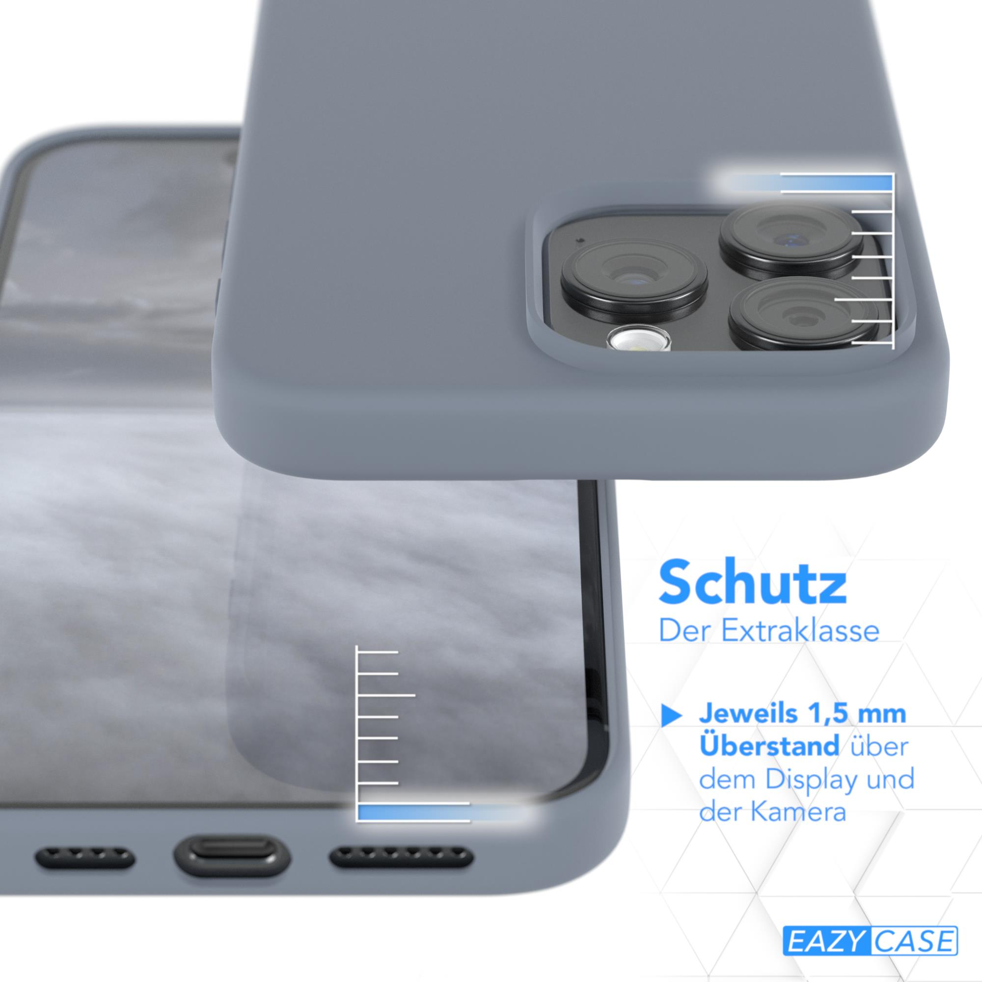 Graue Handyhülle mit Telefon. Die Handykamera ist sichtbar.