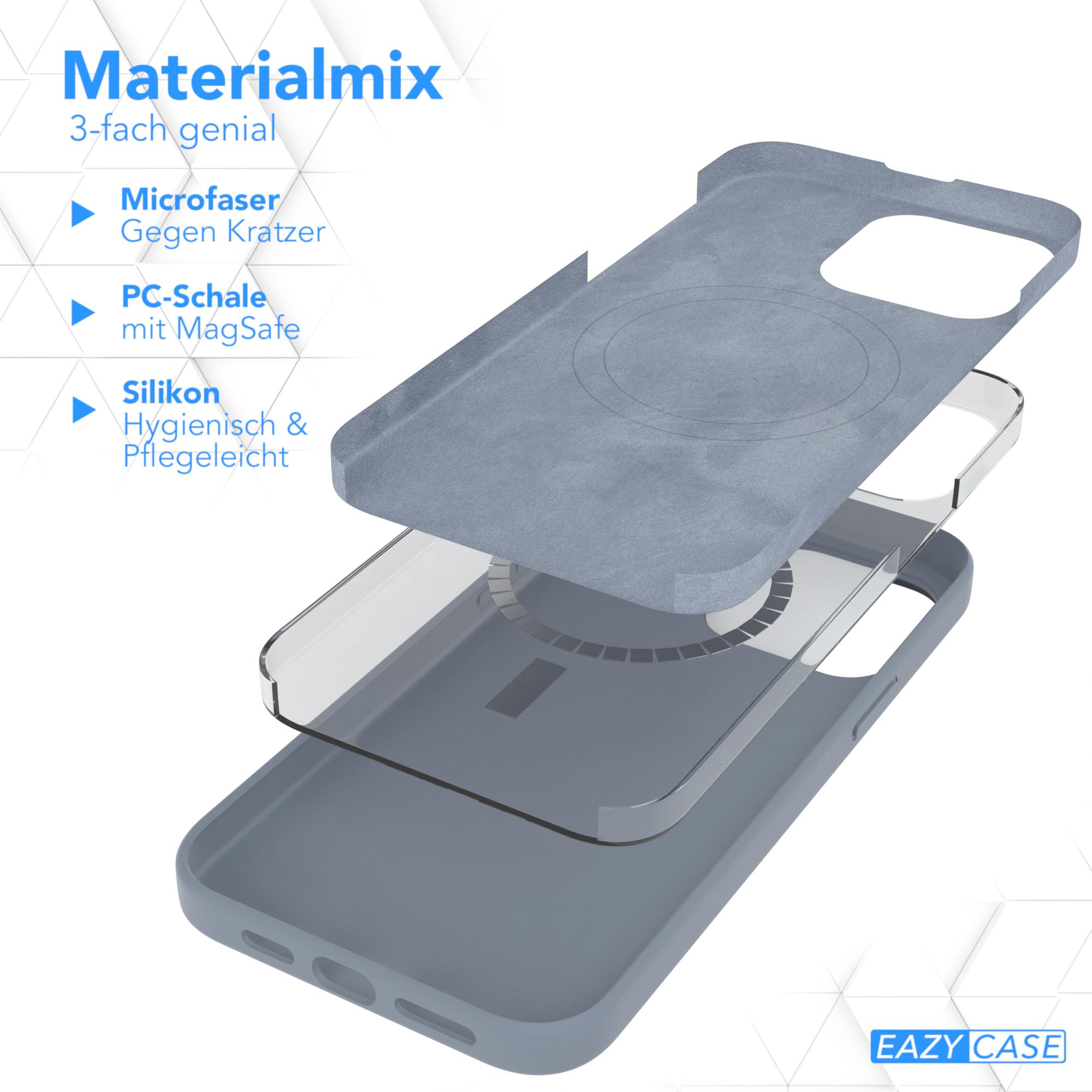 Handycase Max, EAZY CASE Premium Grau Apple, Silikon Pro Backcover, iPhone mit Stahlblau 15 MagSafe,