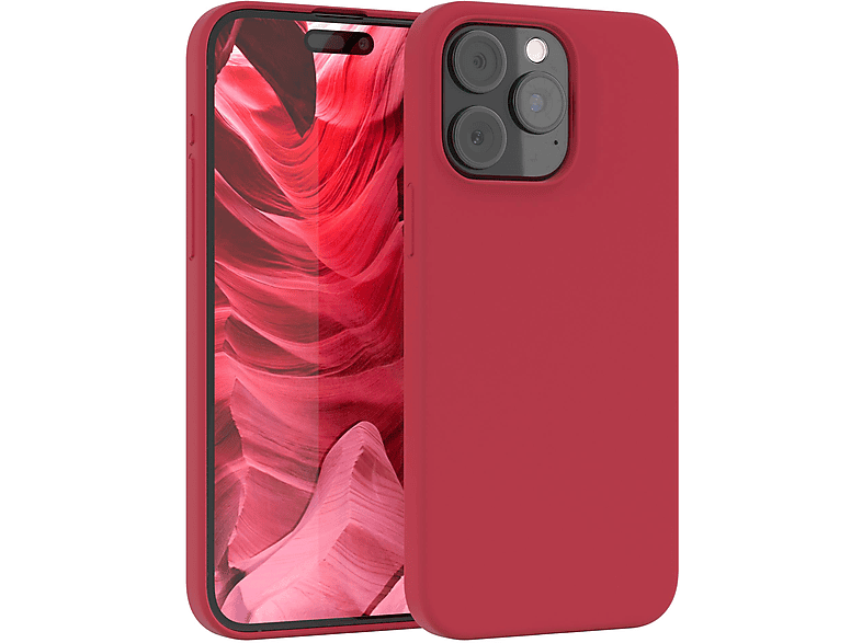 EAZY CASE Premium Silikon Handycase, Backcover, Apple, iPhone 15 Pro Max, Rot / Beere