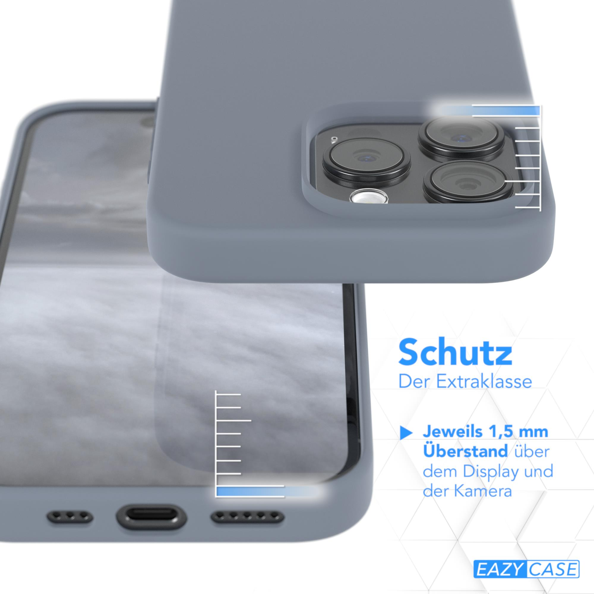 EAZY CASE Premium Silikon 15 Apple, Pro, Stahlblau Handycase Grau Backcover, MagSafe, mit iPhone