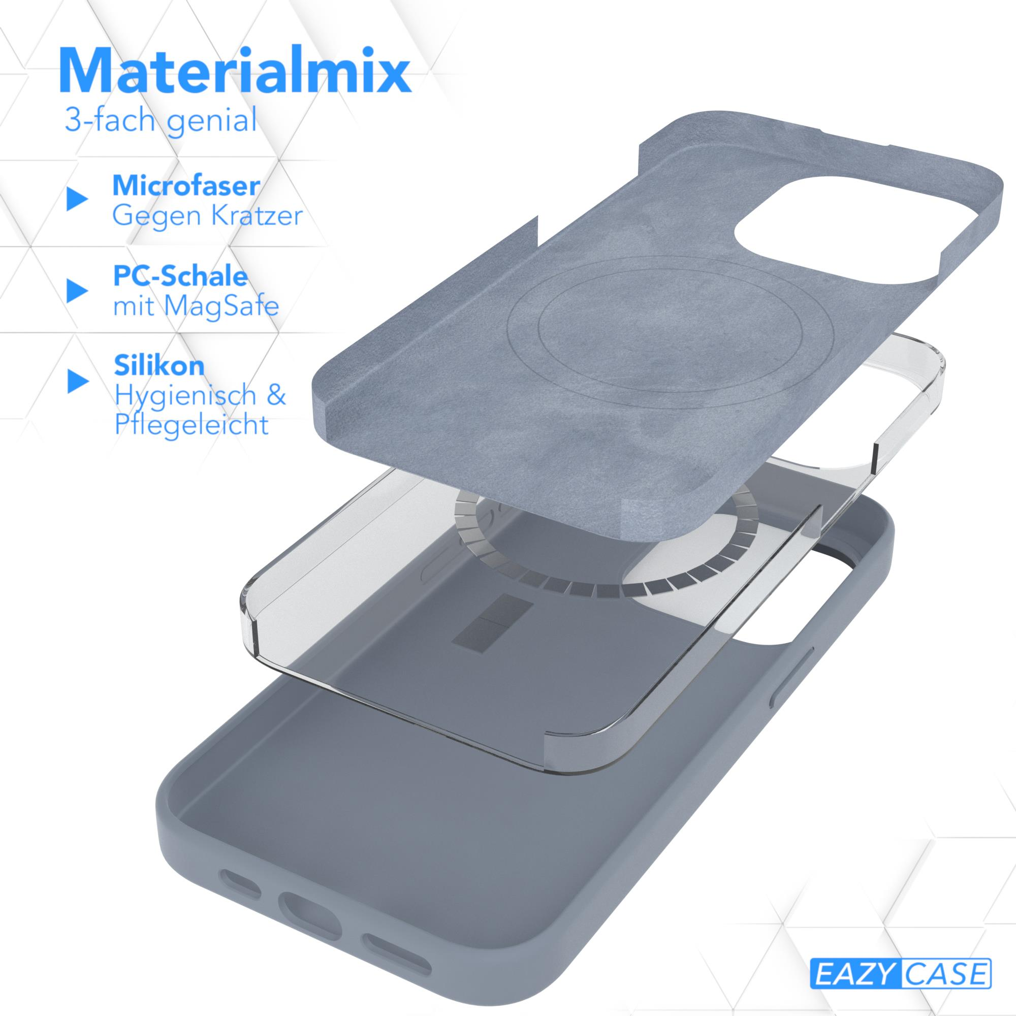 EAZY CASE Premium Silikon Handycase 15 MagSafe, iPhone mit Pro, Grau Apple, Backcover, Stahlblau