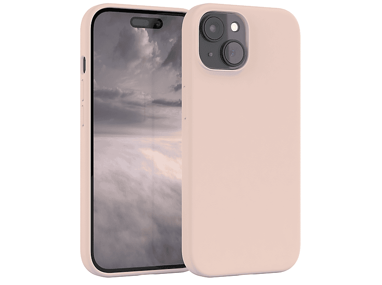 CASE Braun Backcover, 15, EAZY Silikon iPhone Handycase, Premium Rosa Apple,