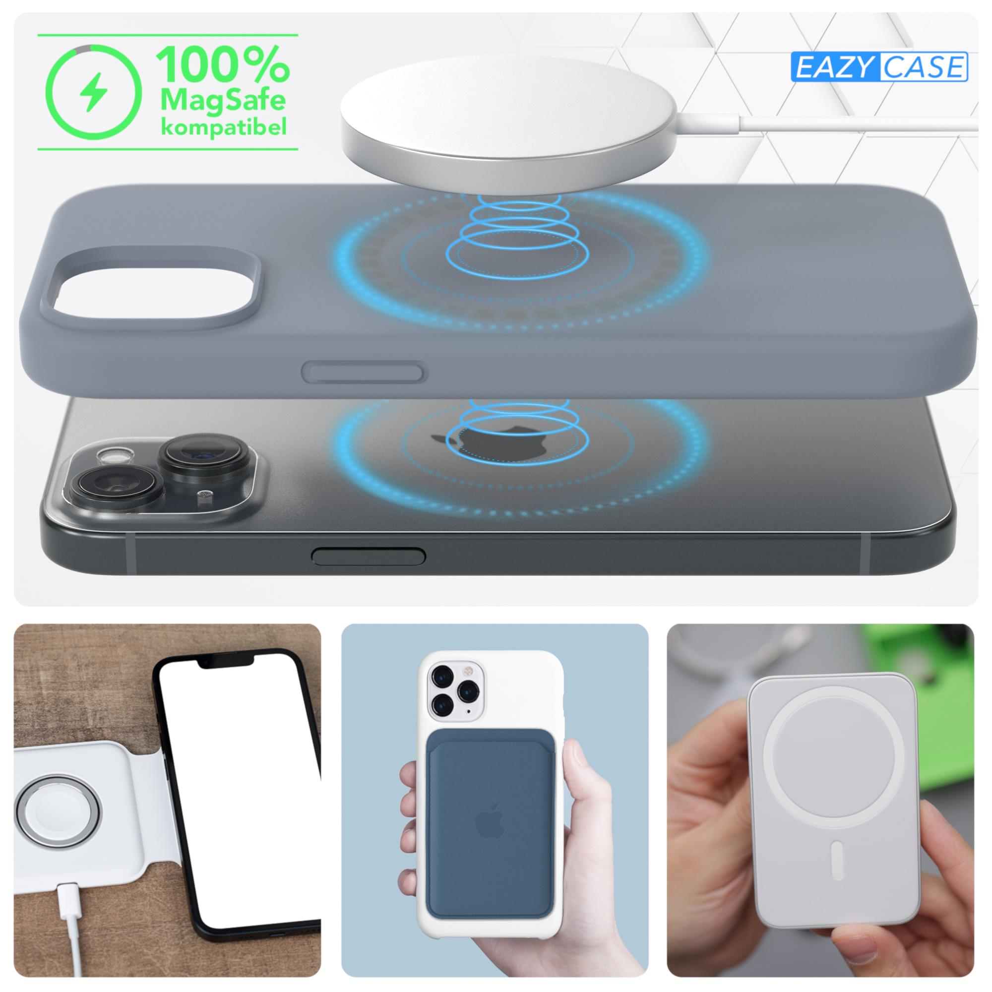 Handyhülle mit MagSafe-Kompatibilität, zeigt Telefon und Zubehör.
